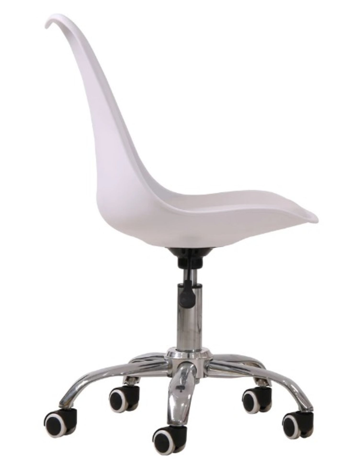 1 x Contemporary Adjustable Hydraulic Office Swivel Chair In White With Chrome Base On Castors - Image 3 of 3