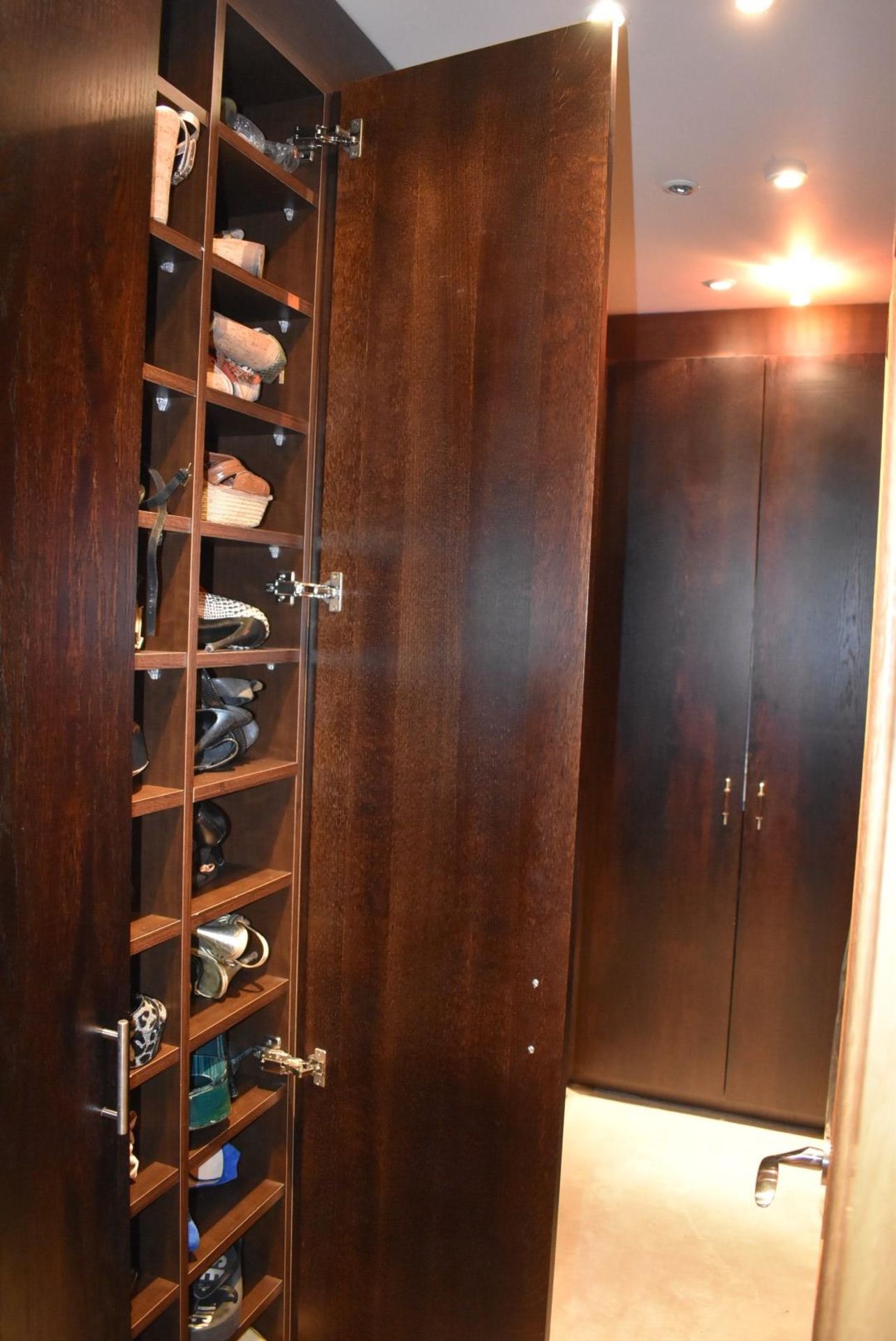 14-Door Walk-in Wardrobe Storage Installation With Dark Wood Veneer Doors *NO VAT* Location: Hale - Image 3 of 12