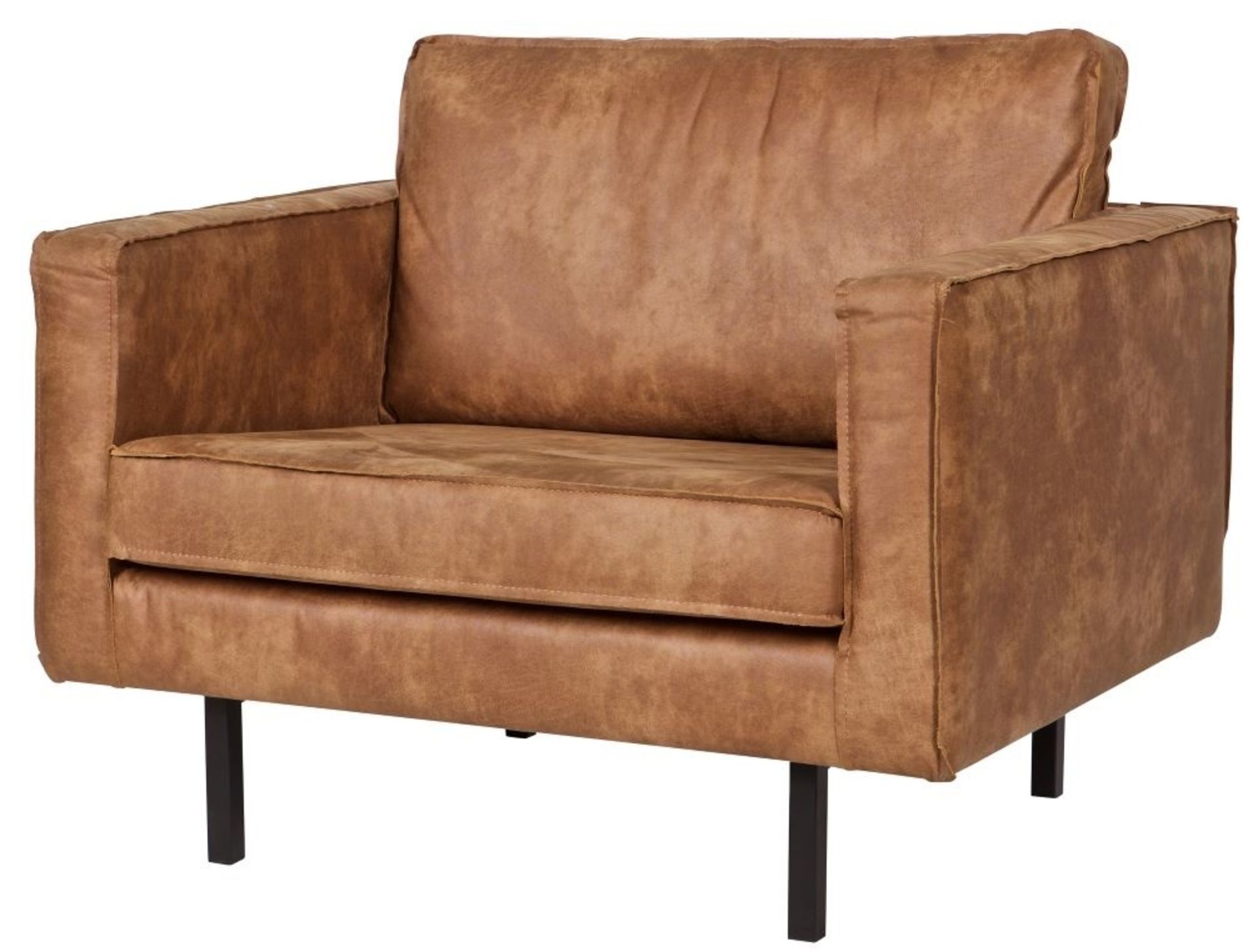1 x 'Rodeo' Contemporary Leather Armchair In Cognac Brown - Dimensions: H:85 x W:277 x D:86 cm - - Image 3 of 4