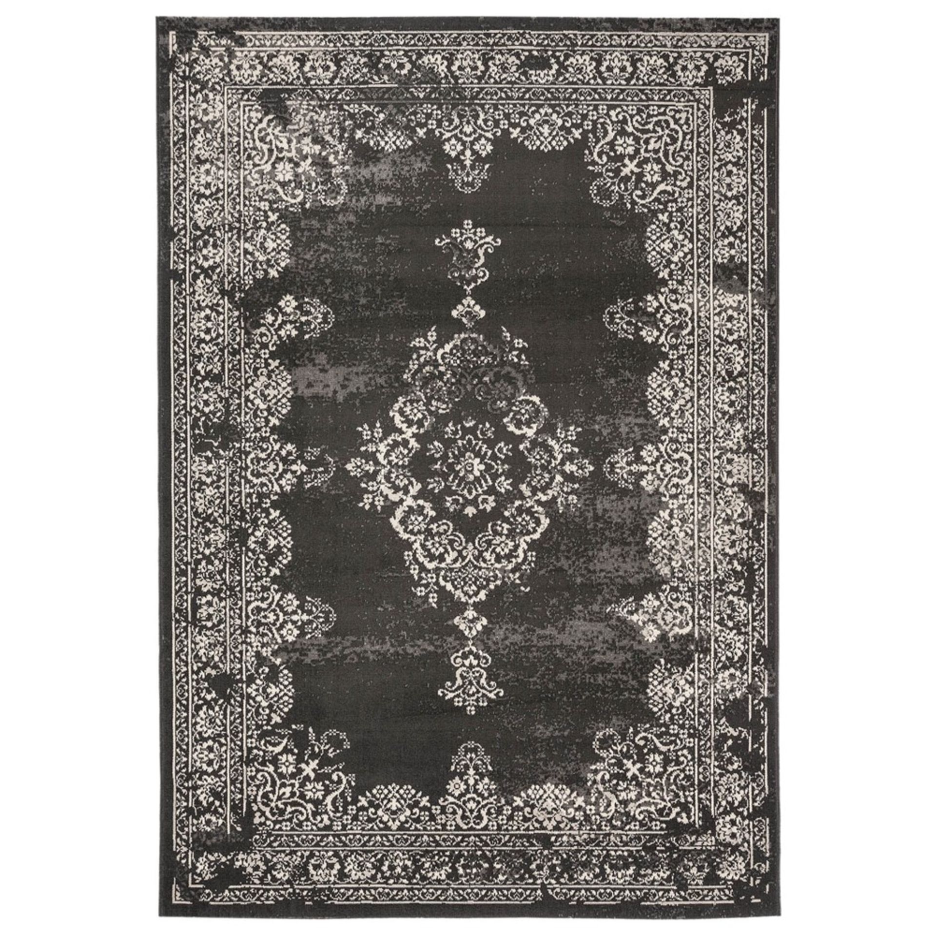 1 x Vintage Style Persian Inspired 'Revive' Rug In Dark Grey - Ref: LF312 - Dimensions: 120 x 170cm - Image 2 of 5