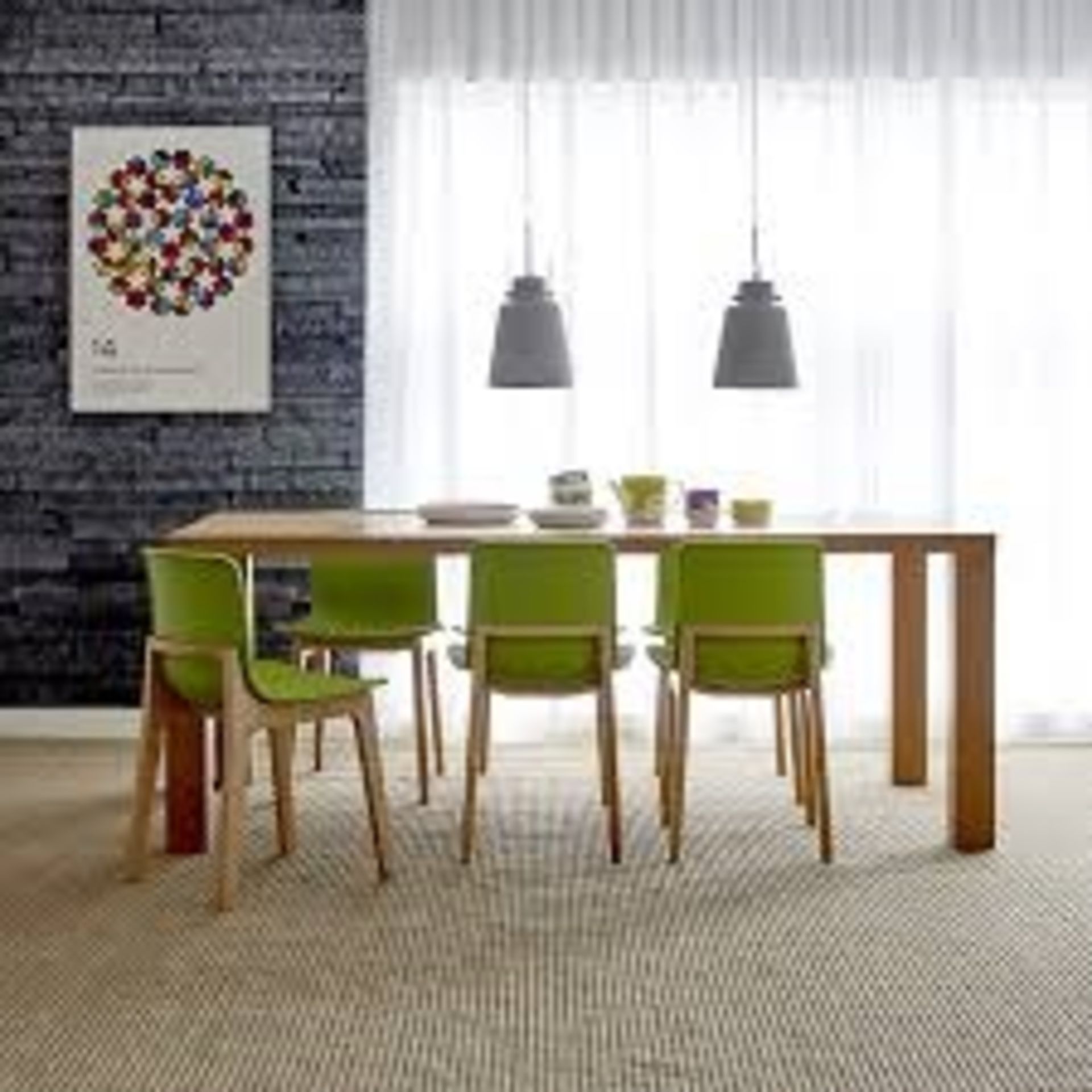 Set of 6 x Swift DC-782W Dining Chairs With Chartreuse ABS Seats and Natural Wood Bases - RRP £540! - Image 4 of 5