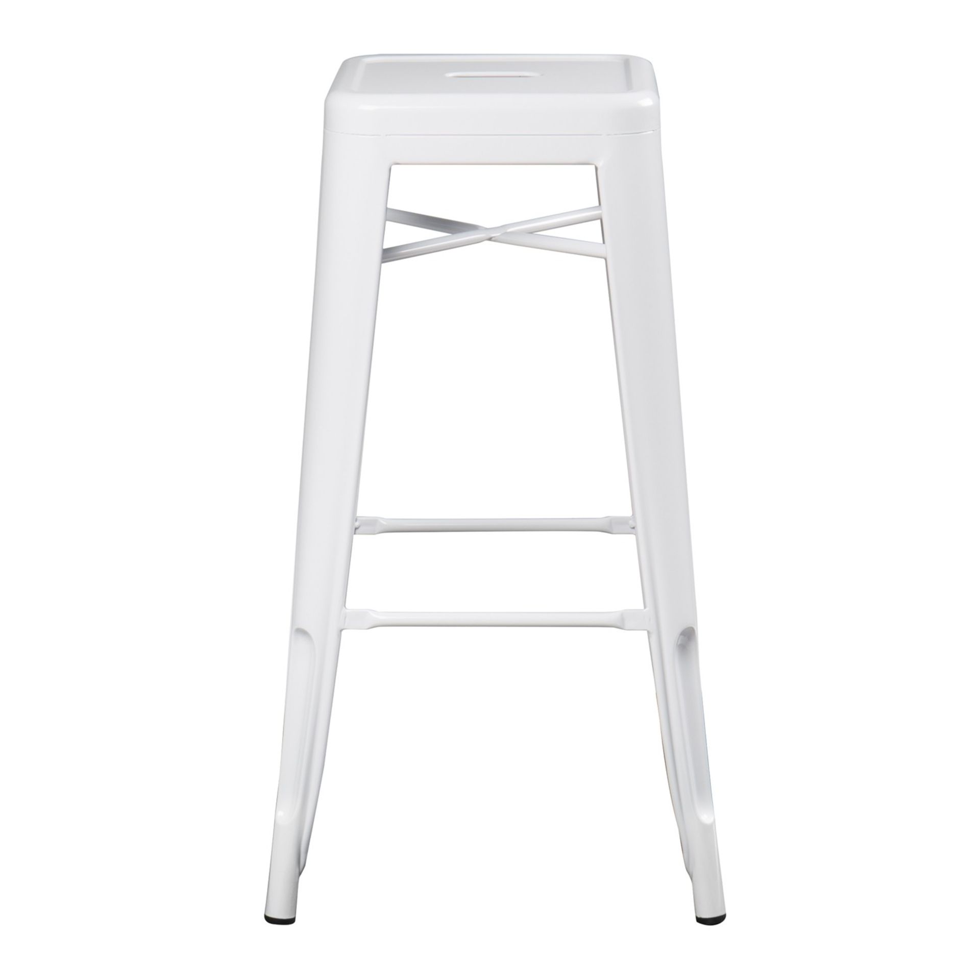 2 x Xavier Pauchard Inspired Industrial White Bar Stools - Pair of - Lightweight and Stackable - - Image 2 of 4