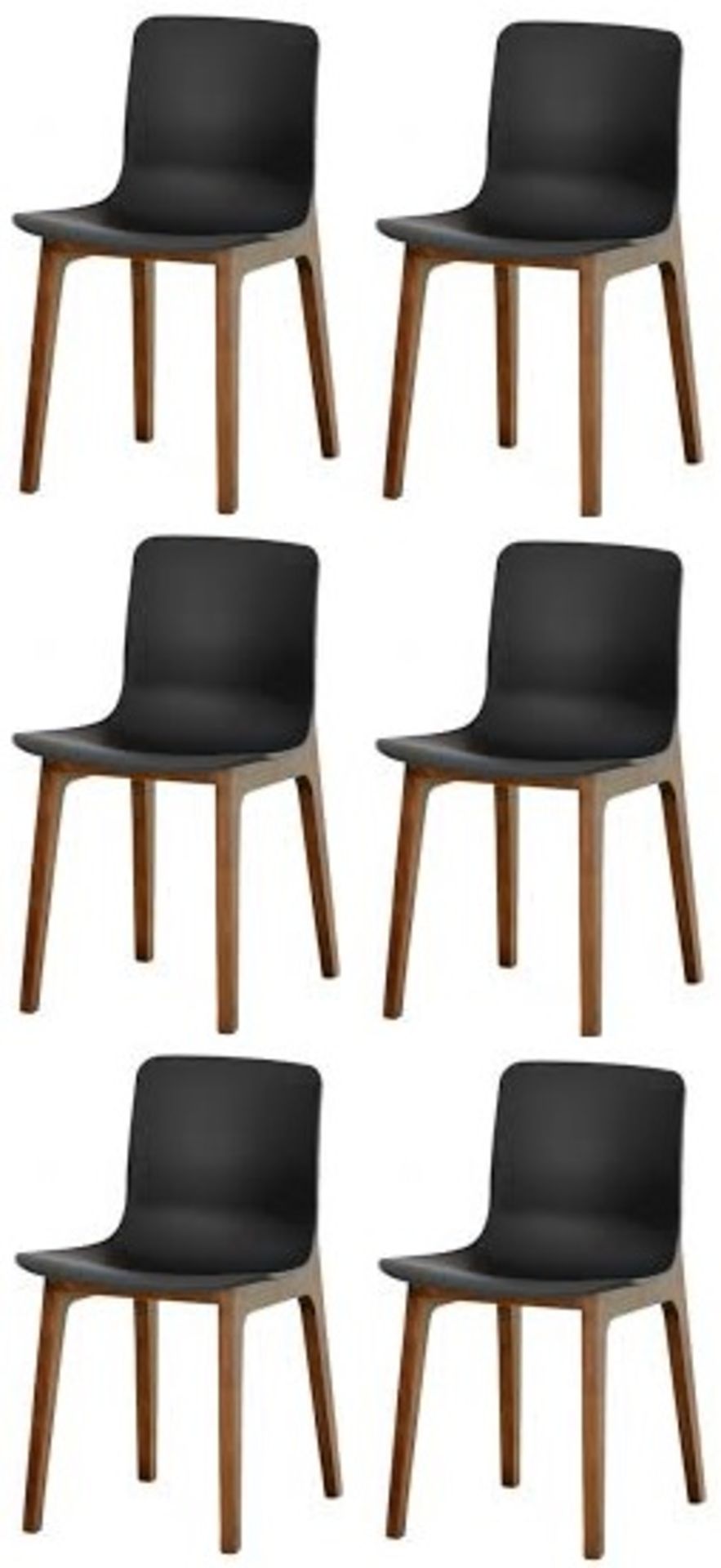 Set of 6 x Swift DC-782W Dining Chairs With BLACK ABS Seats and Dark Wood Bases - Image 2 of 3