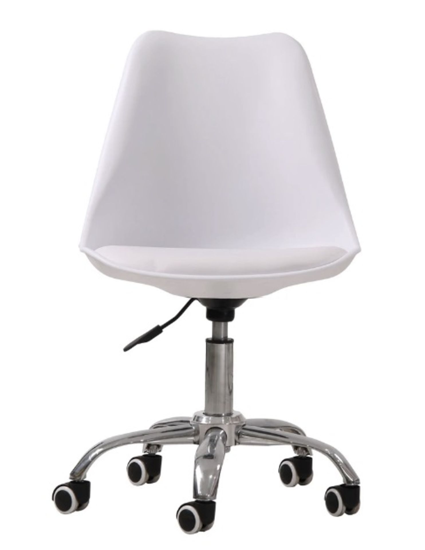 1 x Contemporary Adjustable Hydraulic Office Swivel Chair In White With Chrome Base On Castors - Image 2 of 3