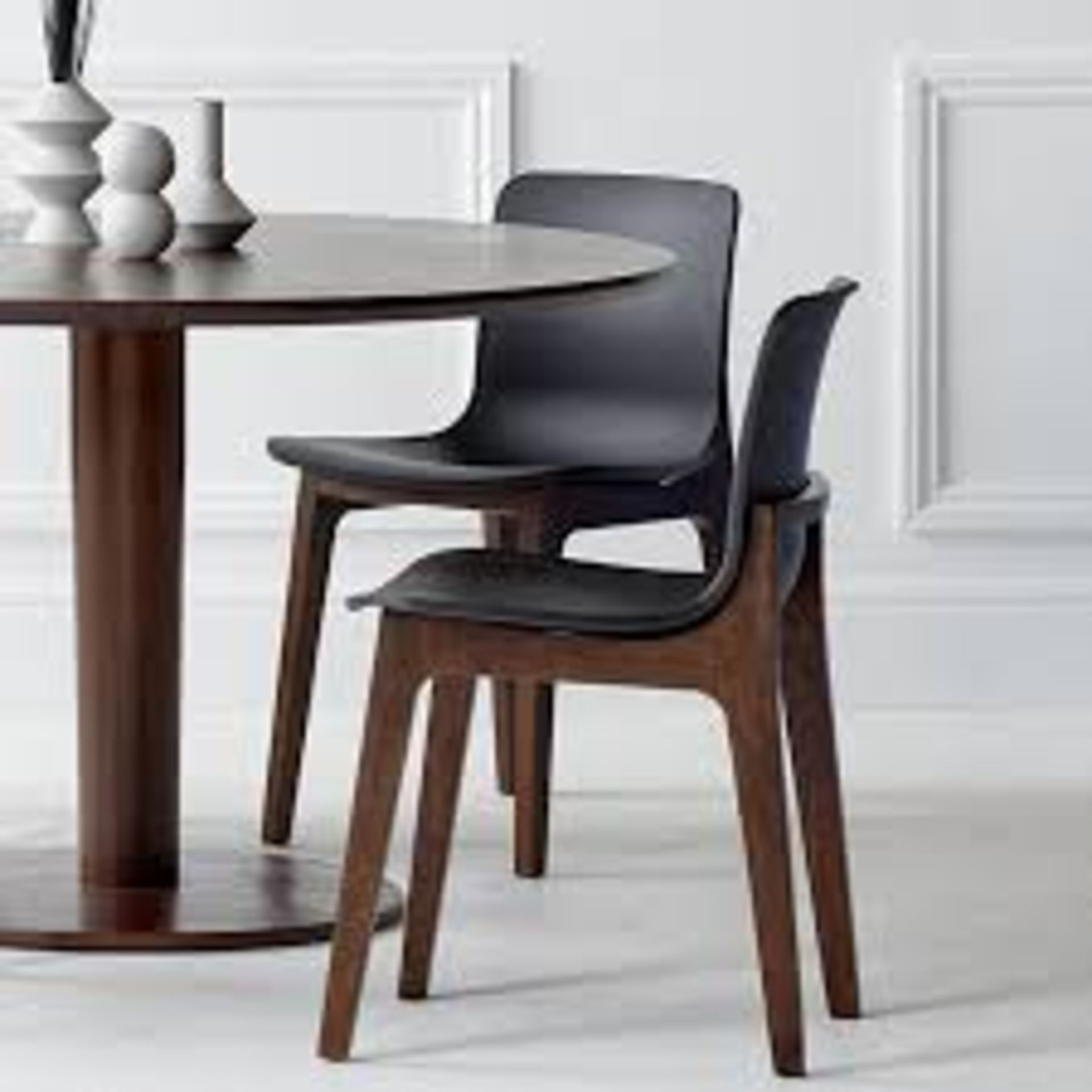 Set of 6 x Swift DC-782W Dining Chairs With BLACK ABS Seats and Dark Wood Bases