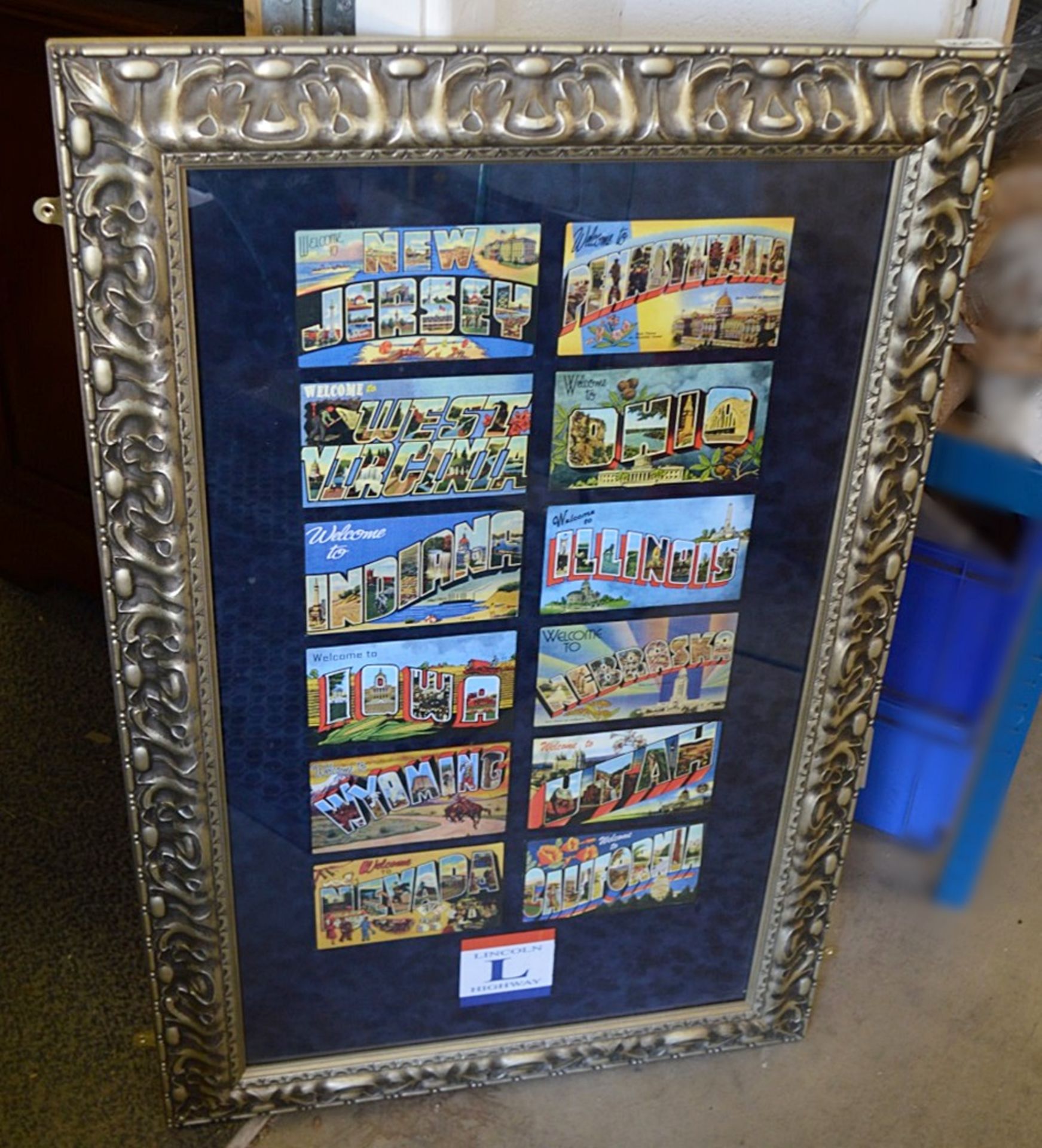 1 x Framed Display Piece Featuring Facsimiles Of Bygone Postcards - Dimensions: H107 x W68cm - Used,