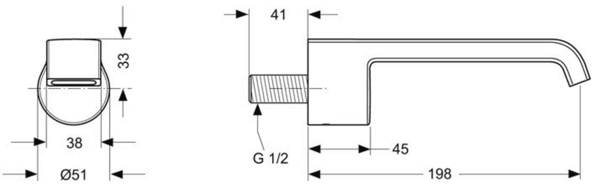 1 x Ideal Standard JADO "Glance" Wall Spout Exposed (A5345AA) - Projection 197 mm - Chrome Finish - - Image 7 of 7