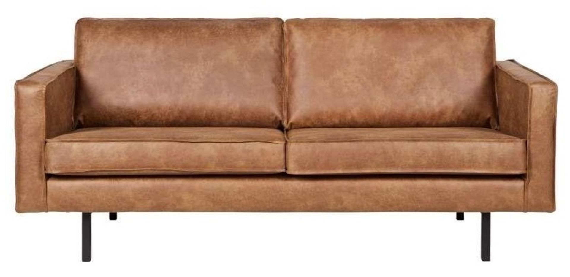 1 x 'Rodeo' Contemporary 2-Seater Leather Sofa In Cognac Brown - Dimensions: H85xW190xH86cm - Image 2 of 4