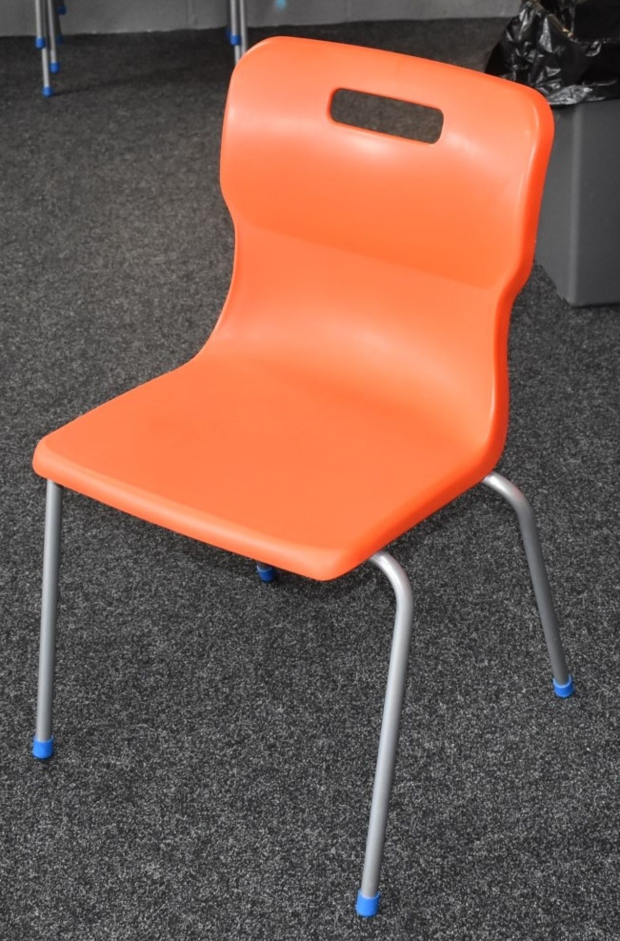 20 x Titan Stackable Chairs With Bright Orange Plastic Seats, Steel Bases and Carry Handles - Image 2 of 3