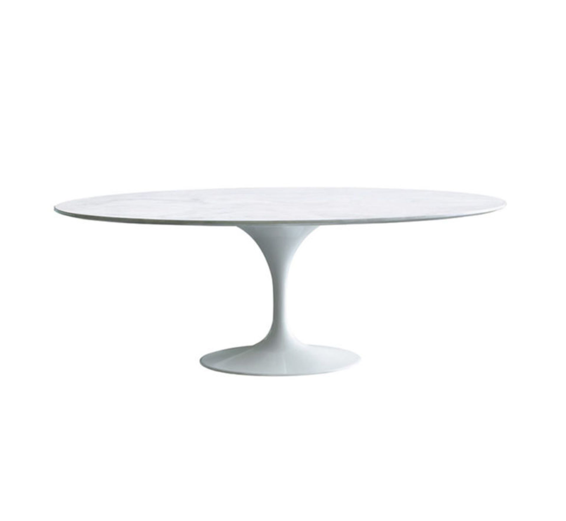 1 x Eero Saarinen Inspired Carrara Marble Tulip Dining Table - 1950's Reproduction Oval Dining Table - Bild 5 aus 5