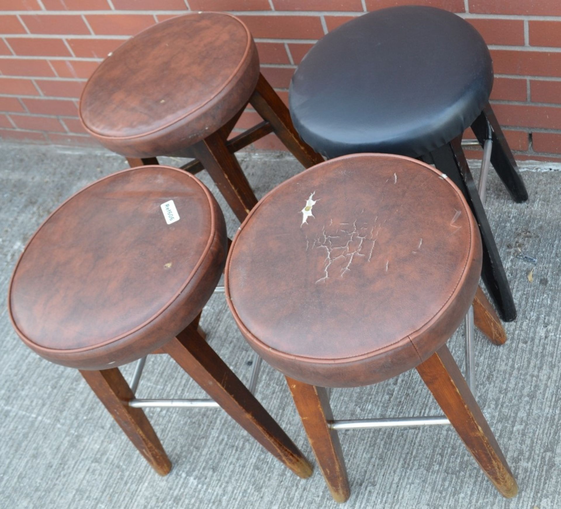 4 x Short Upholstered Bar Stools - Dimensions: Height 57cm, Diameter 37cm - Used, In Good Overall - Image 4 of 8