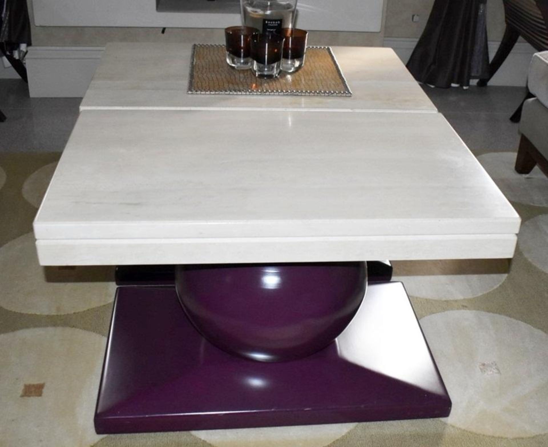 2 x Marble Topped Tables With Spherical Bases In Purple - Dimensions Of Each: W80 x D50 x H49.5cm - - Image 3 of 5