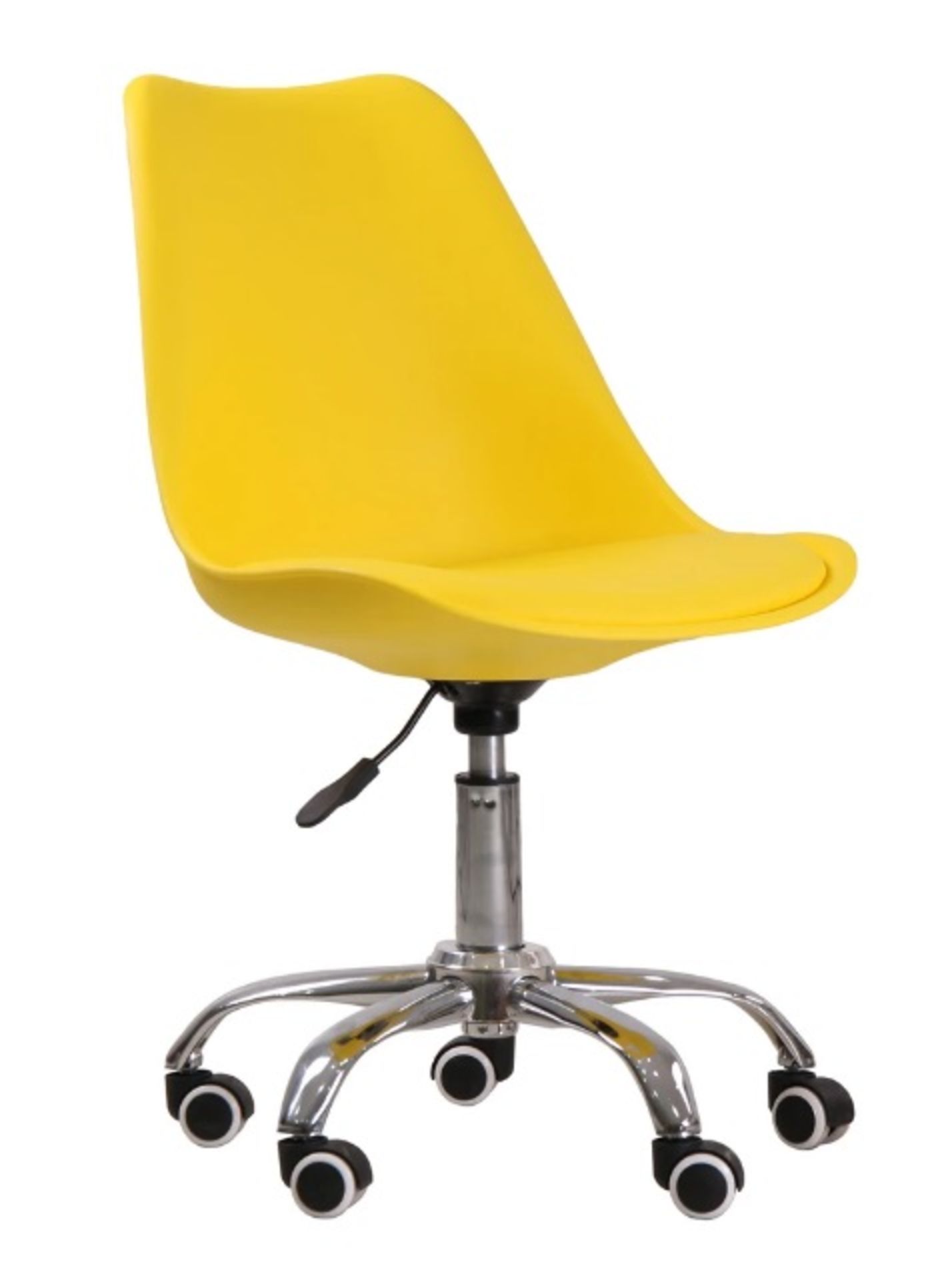 1 x Contemporary Adjustable Hydraulic Office Swivel Chair In Yellow With Chrome Base On Castors - Image 2 of 4