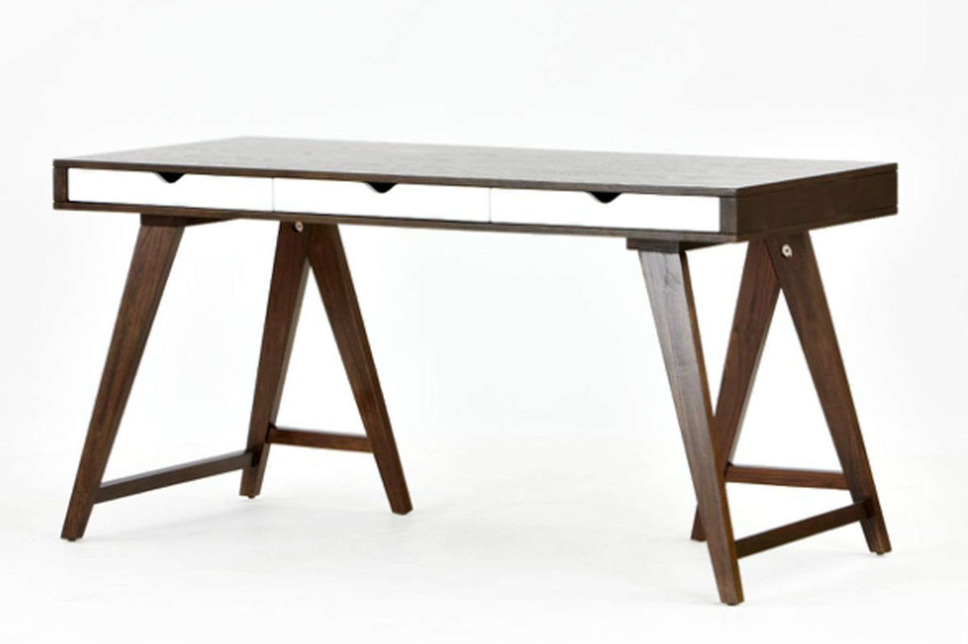 1 x Blue Suntree Ellwood Trestle Desk With a Dark Walnut Finish - RRP £280!