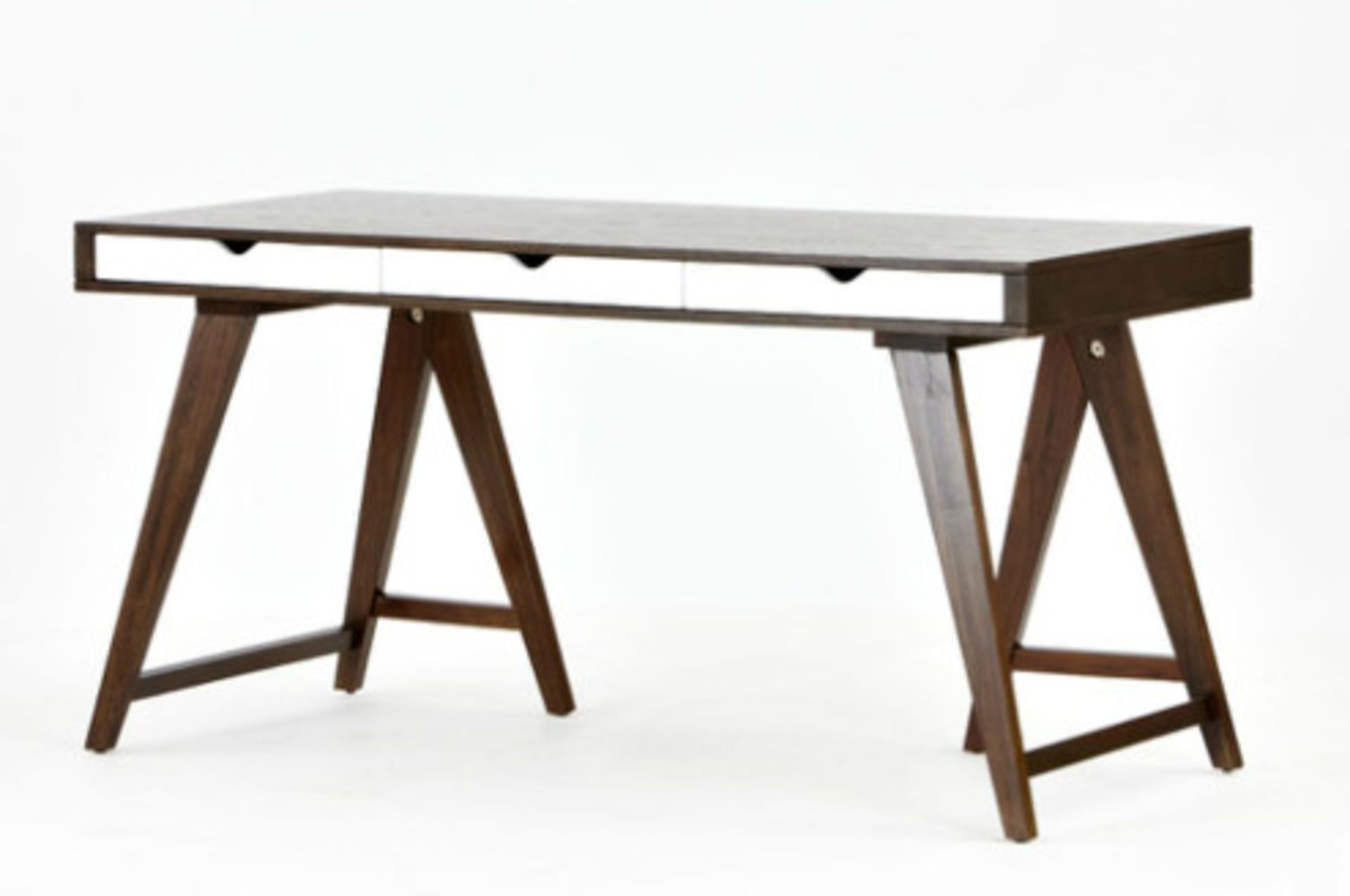 1 x Blue Suntree Ellwood Trestle Desk With a Dark Walnut Finish - RRP £280! - Image 2 of 3