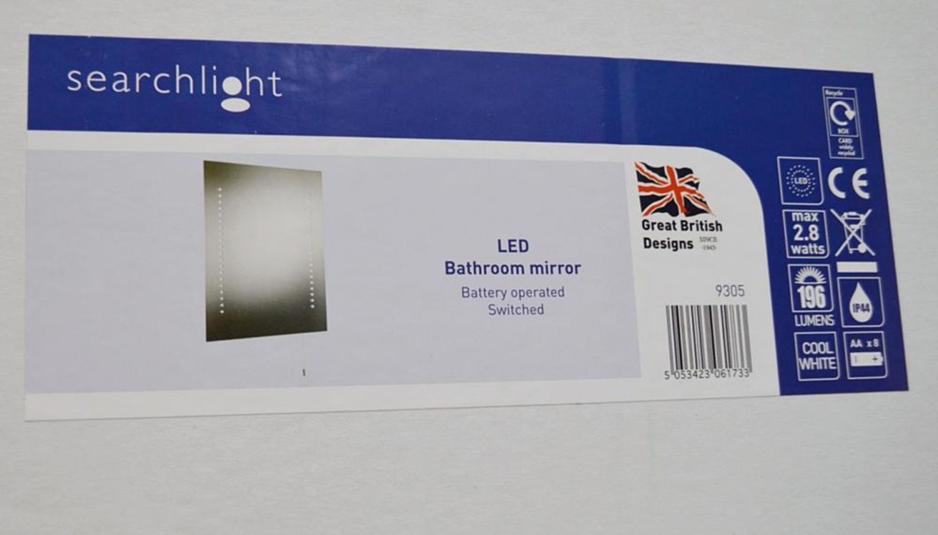 1 x Bathroom Light Led Mirror Battery Operated - New Boxed Stock - CL323 - Prodouct Code 9305 - Ref - Bild 2 aus 2