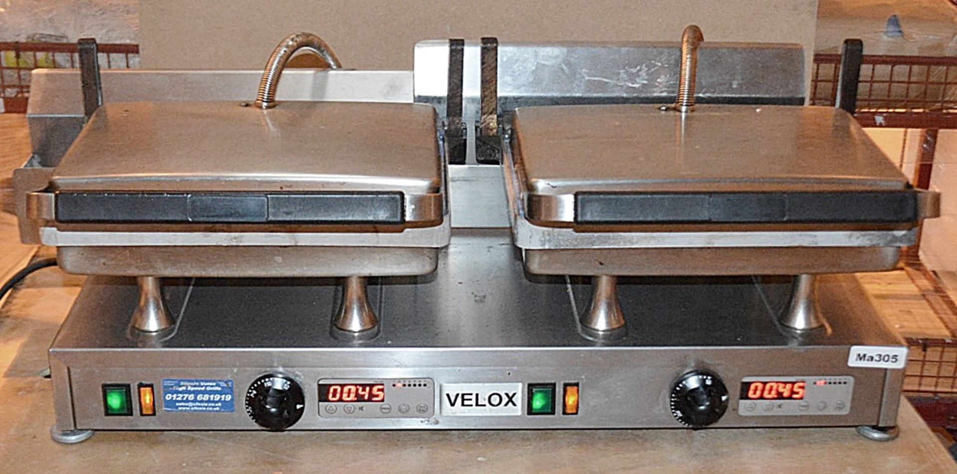 1 x VELOX Double Contact Sandwich / Panini Grill With Smooth Cooking Surfaces - Dimensions: W88 x