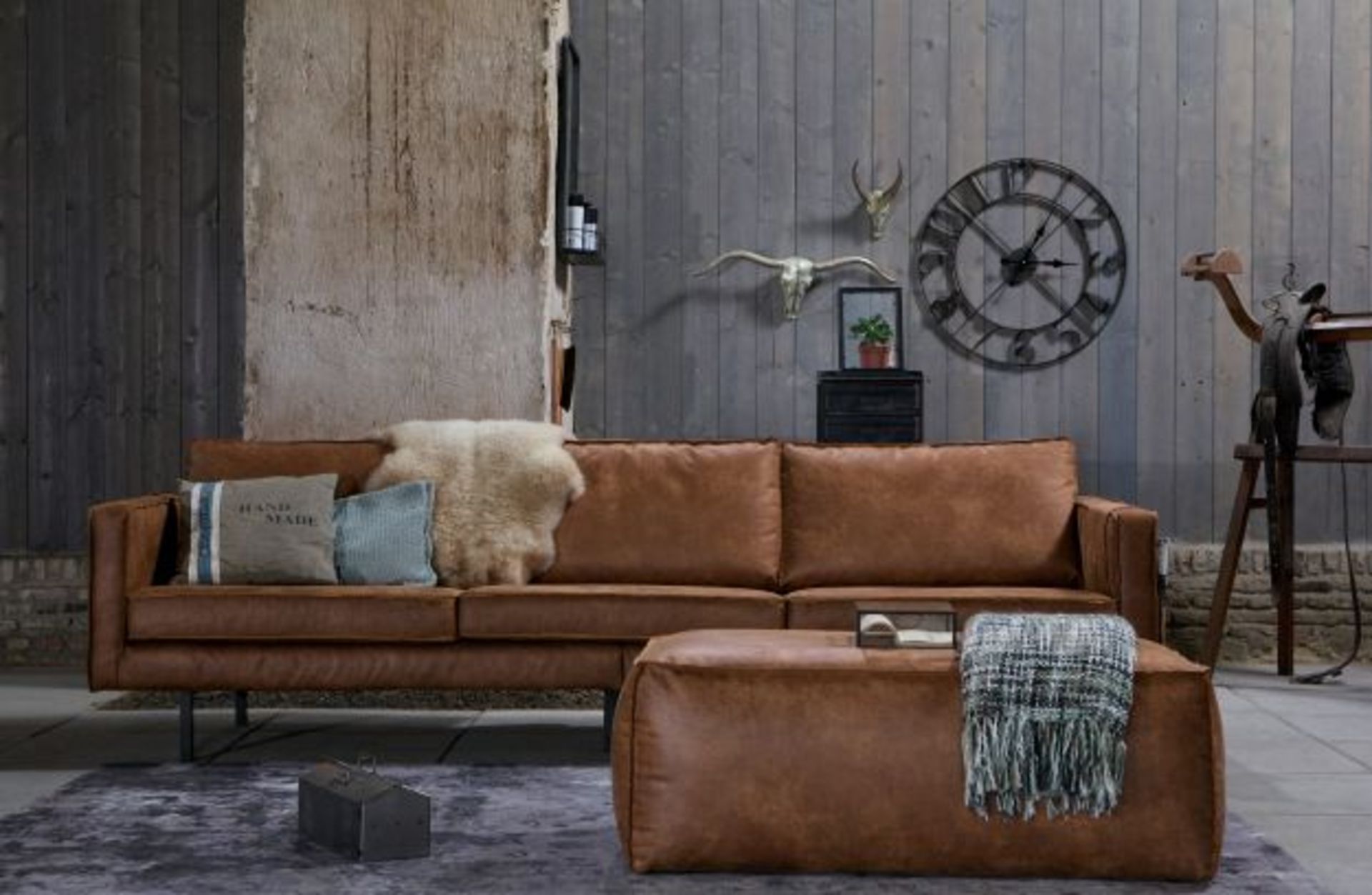 1 x 'Rodeo' Contemporary 3-Seater Leather Sofa In Cognac Brown - Original RRP £1,199.00 - Image 4 of 4