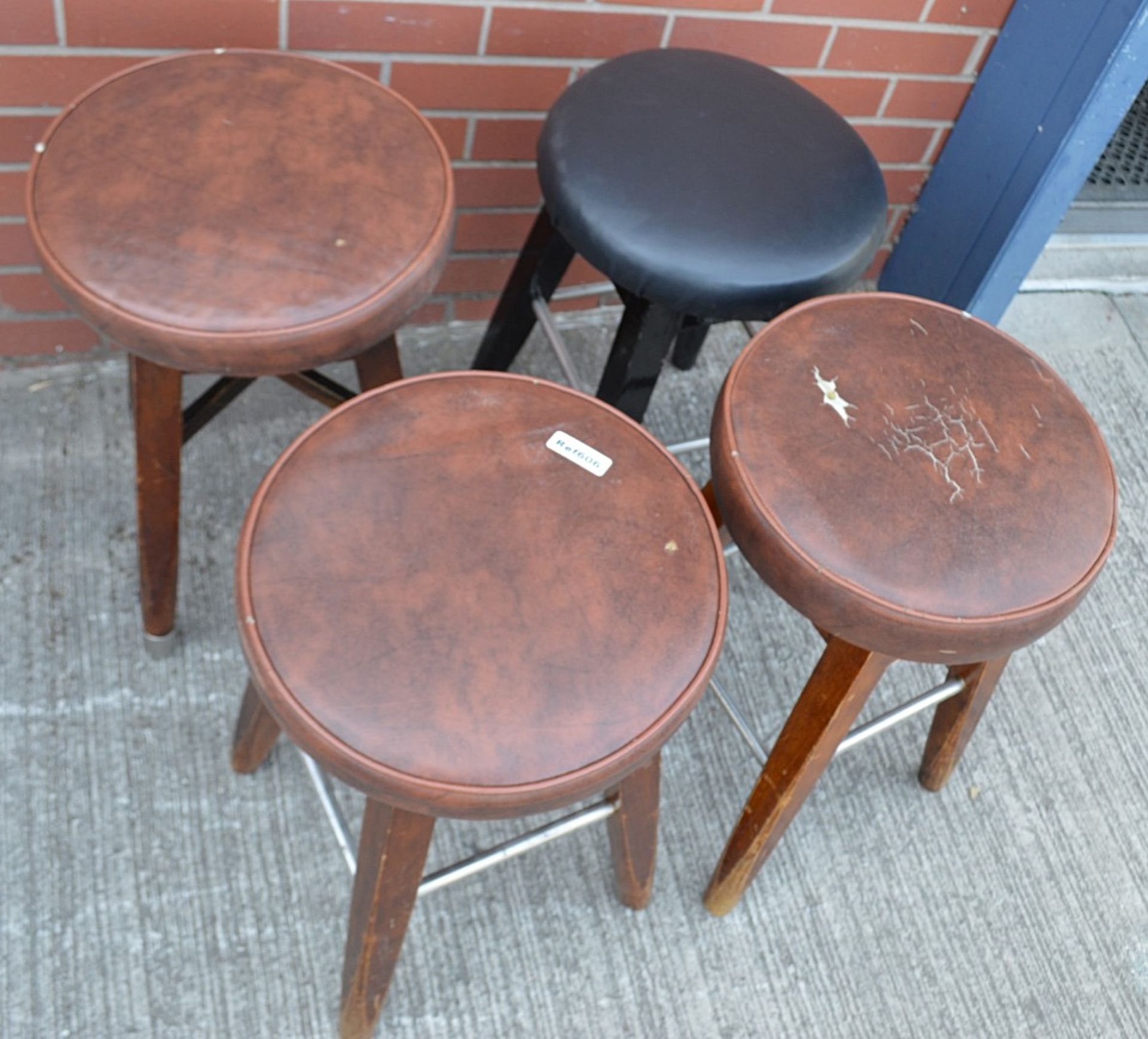 4 x Short Upholstered Bar Stools - Dimensions: Height 57cm, Diameter 37cm - Used, In Good Overall - Image 6 of 8