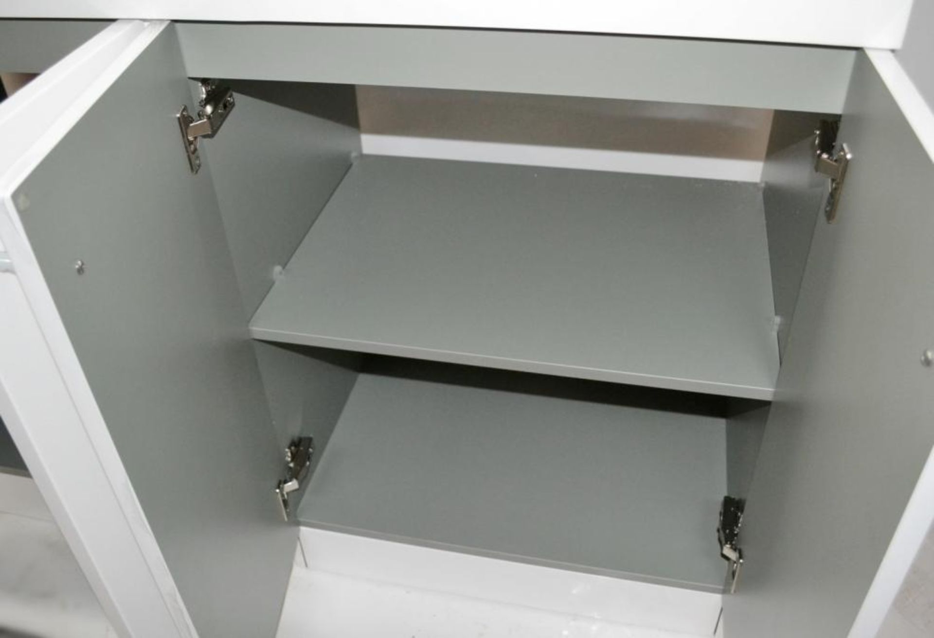 1 x Gloss White 1200mm 4-Door Double Basin Freestanding Bathroom Cabinet - New & Boxed Stock - CL307 - Bild 7 aus 7
