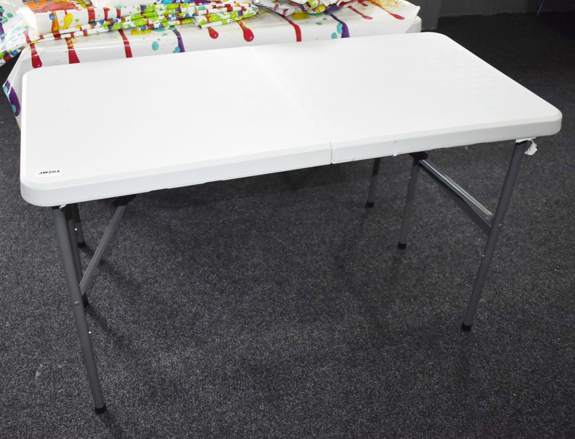 1 x Rectangle Foldable Poly Table - H76 x W120 x D59 cms - Ideal For Schools, Canteens, Offices