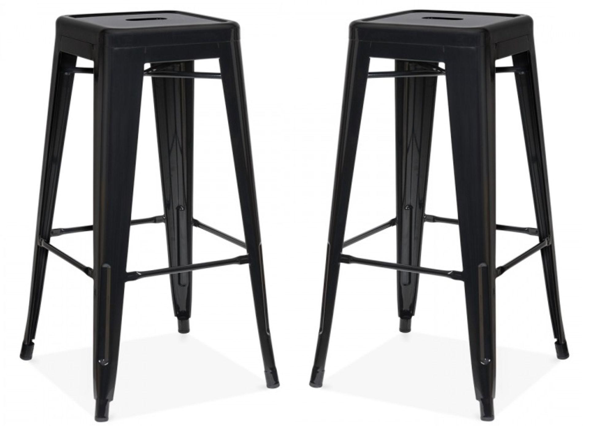 2 x Xavier Pauchard Inspired Industrial Black Bar Stools - Pair of - Lightweight and Stackable