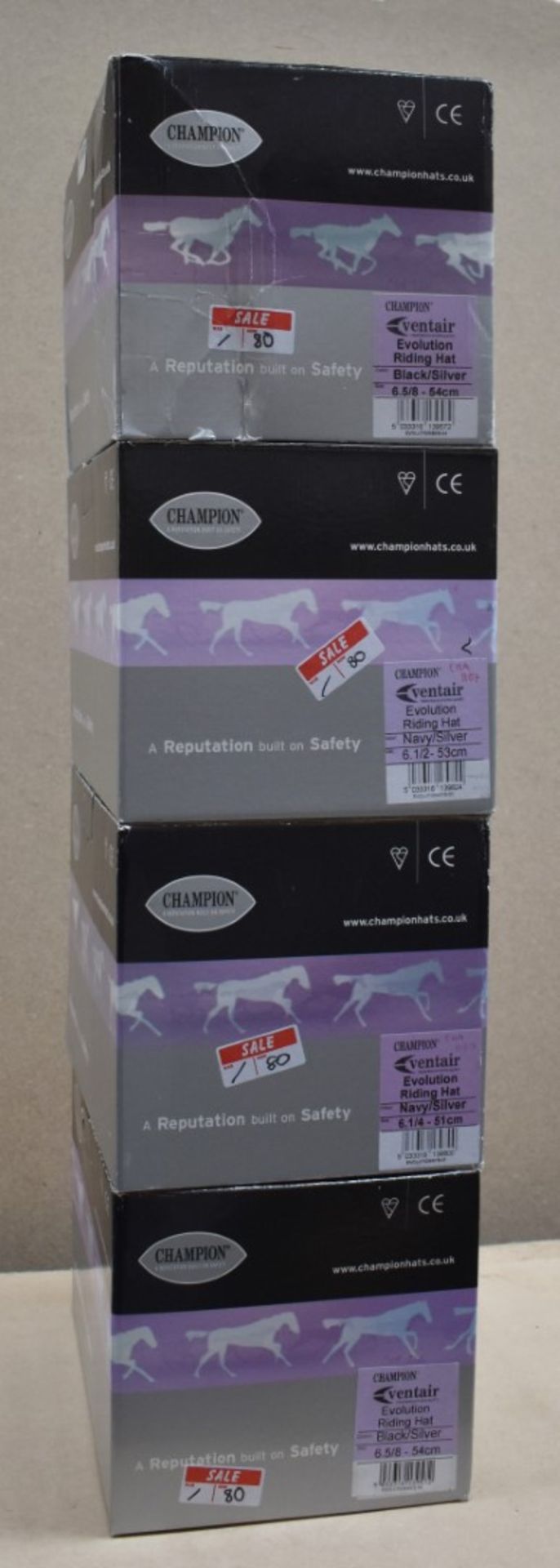 4 x Champion Ventair Evolution Horse Riding Hats - Various Sizes and Colours Included - Unused Boxed - Image 3 of 11