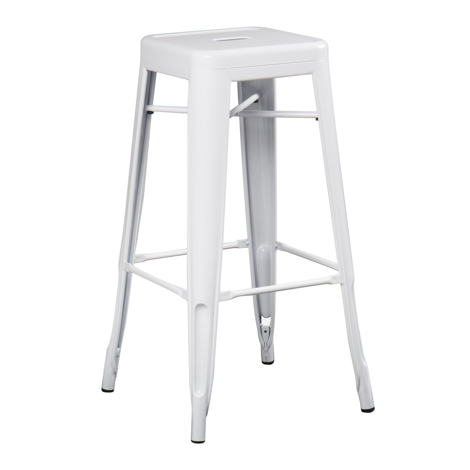 2 x Xavier Pauchard Inspired Industrial White Bar Stools - Pair of - Lightweight and Stackable - - Image 3 of 4