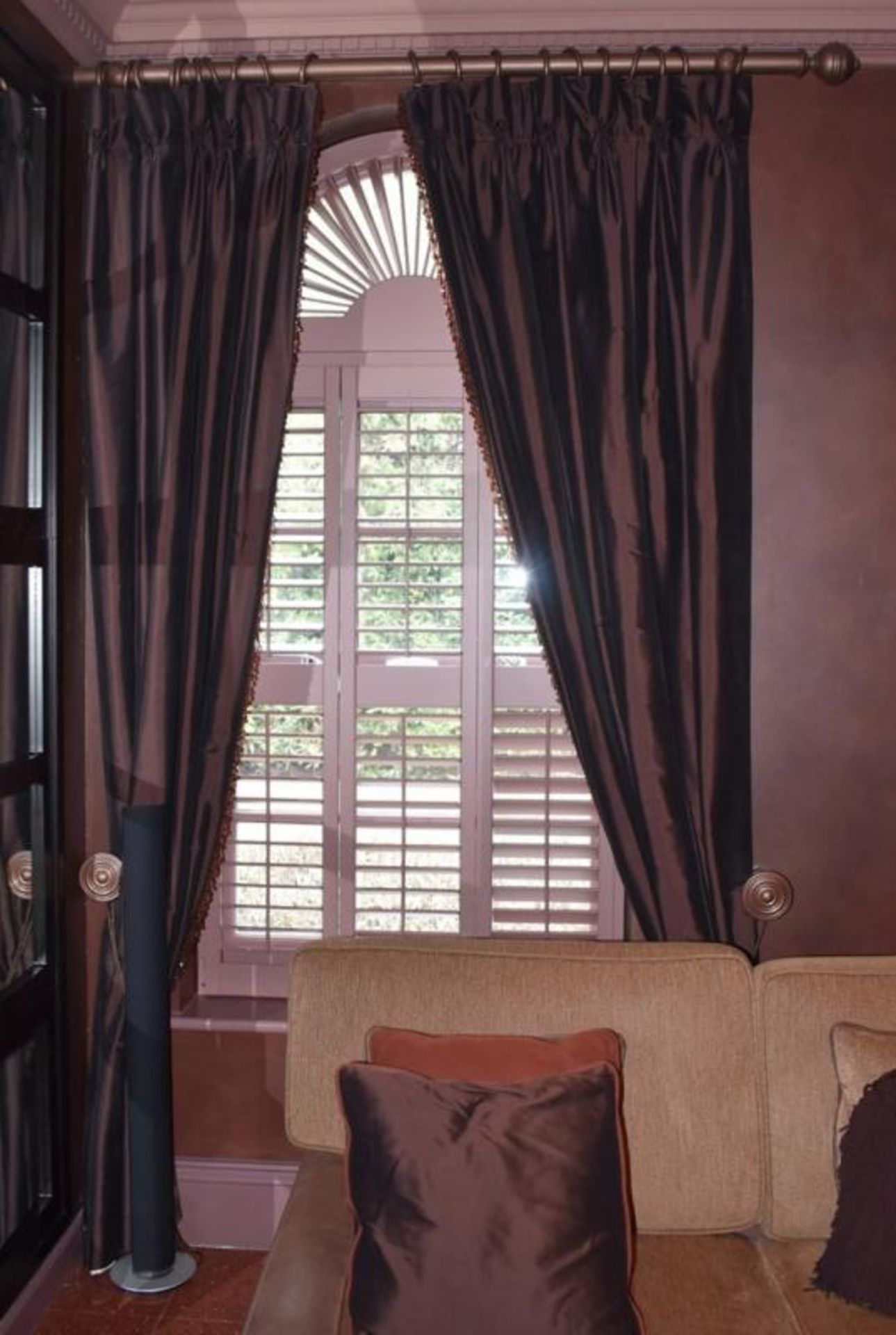 2 x Pairs Of Premium Lined Living Room Curtains With Beaded Detailing And Tie Backs - Includes Poles - Image 6 of 6