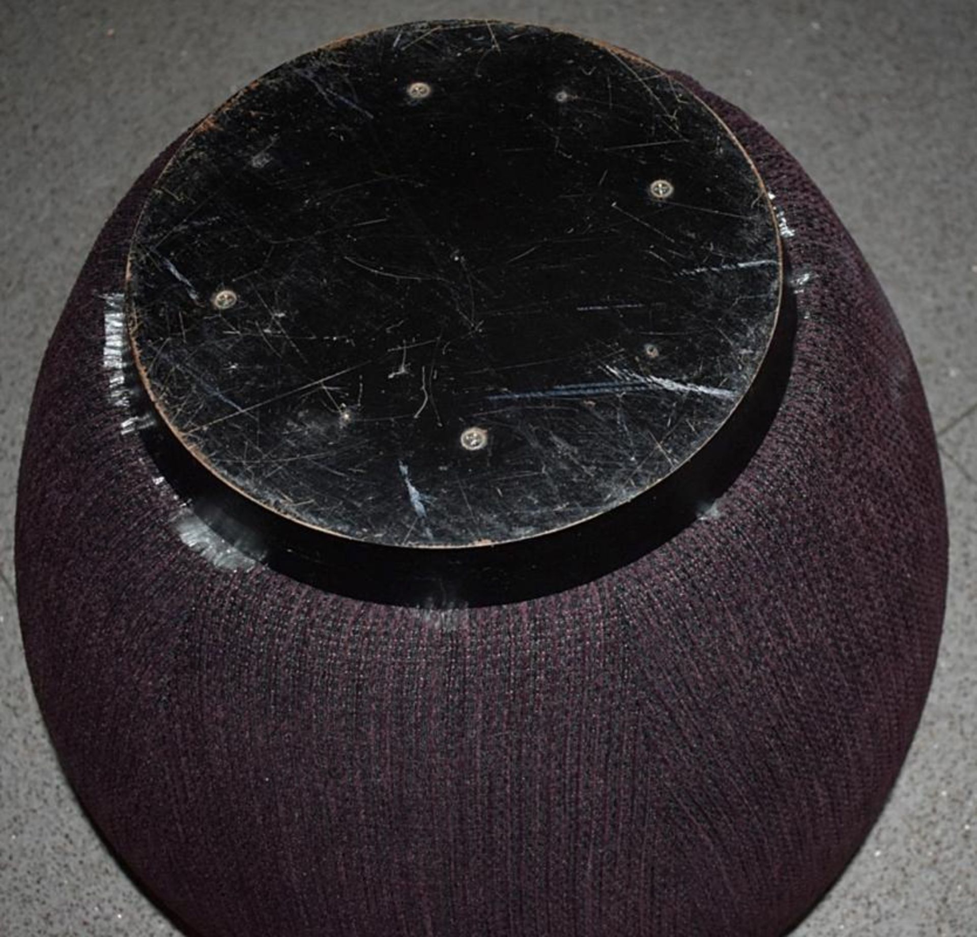 A Pair Of Chic Knitted Pouffes In A Dark Plum - Dimensions: Height 45 x Diameter 50cm - Ref: ABR029 - Image 3 of 3