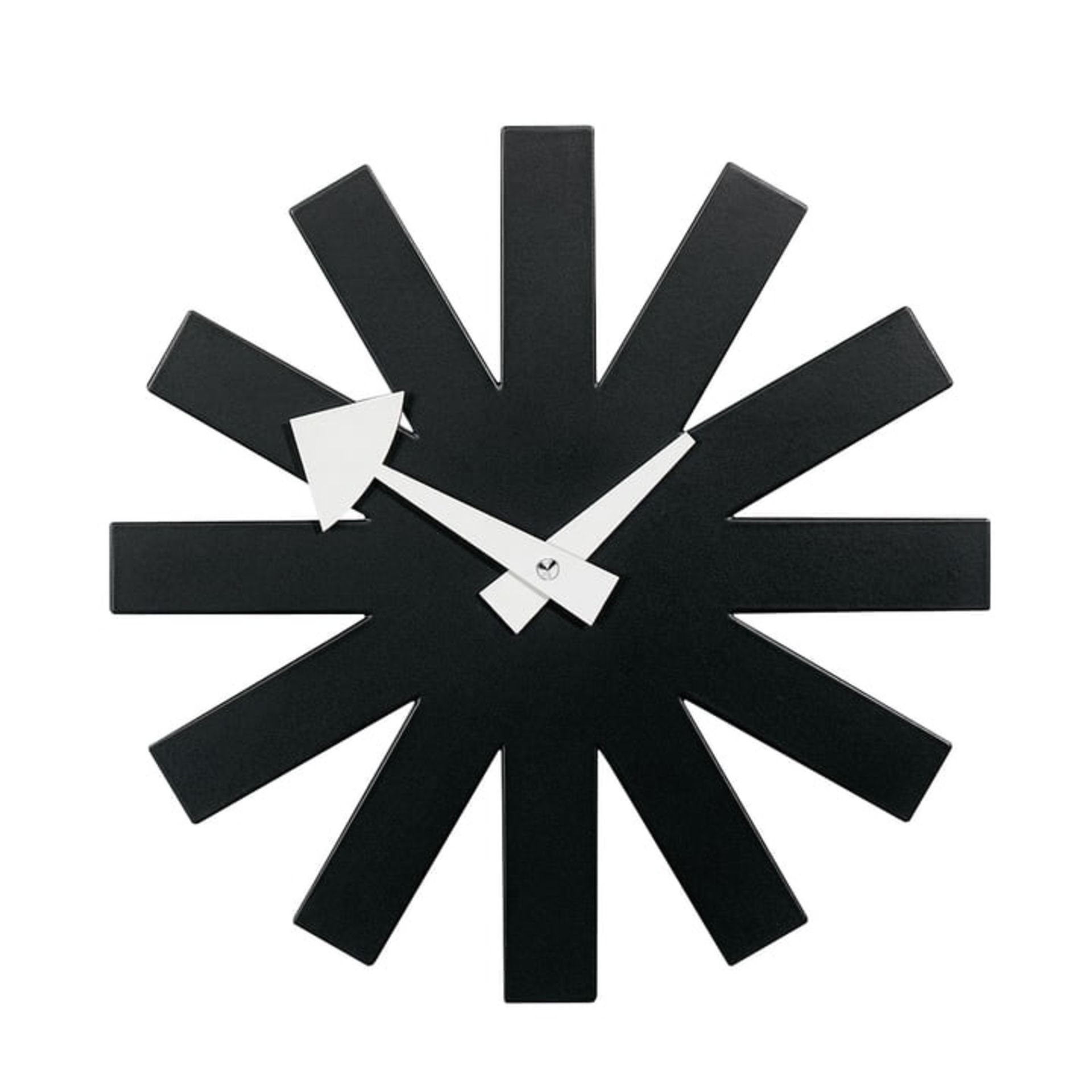 1 x George Nelson Inspired Black Asterisk Clock - 25cm Diameter - Brand New Boxed Stock