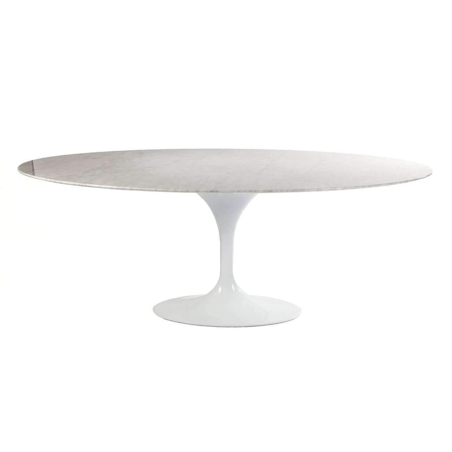 1 x Eero Saarinen Inspired Carrara Marble Tulip Dining Table - 1950's Reproduction Oval Dining Table - Image 3 of 5