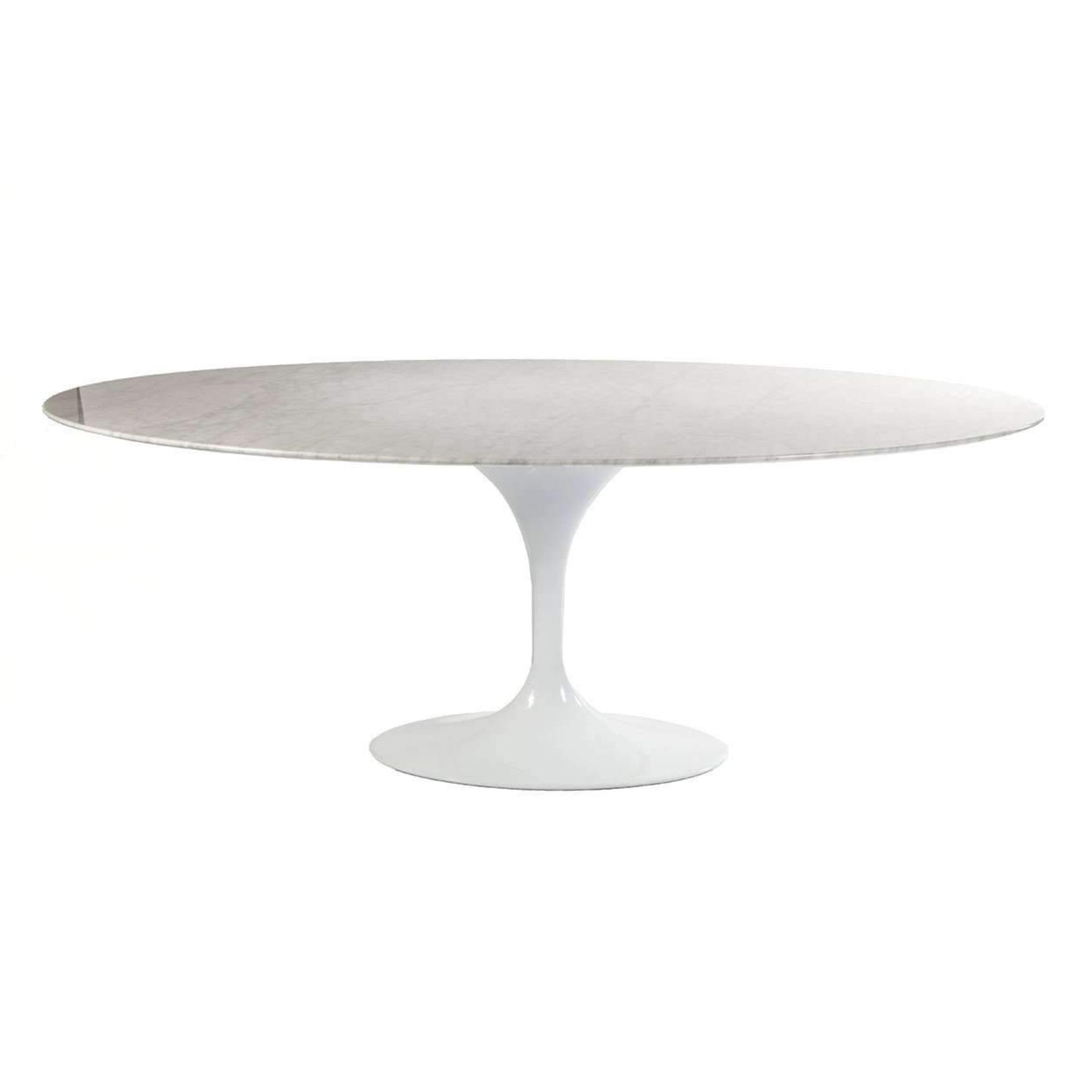 1 x Eero Saarinen Inspired Carrara Marble Tulip Dining Table - 1950's Reproduction Oval Dining Table - Bild 3 aus 5