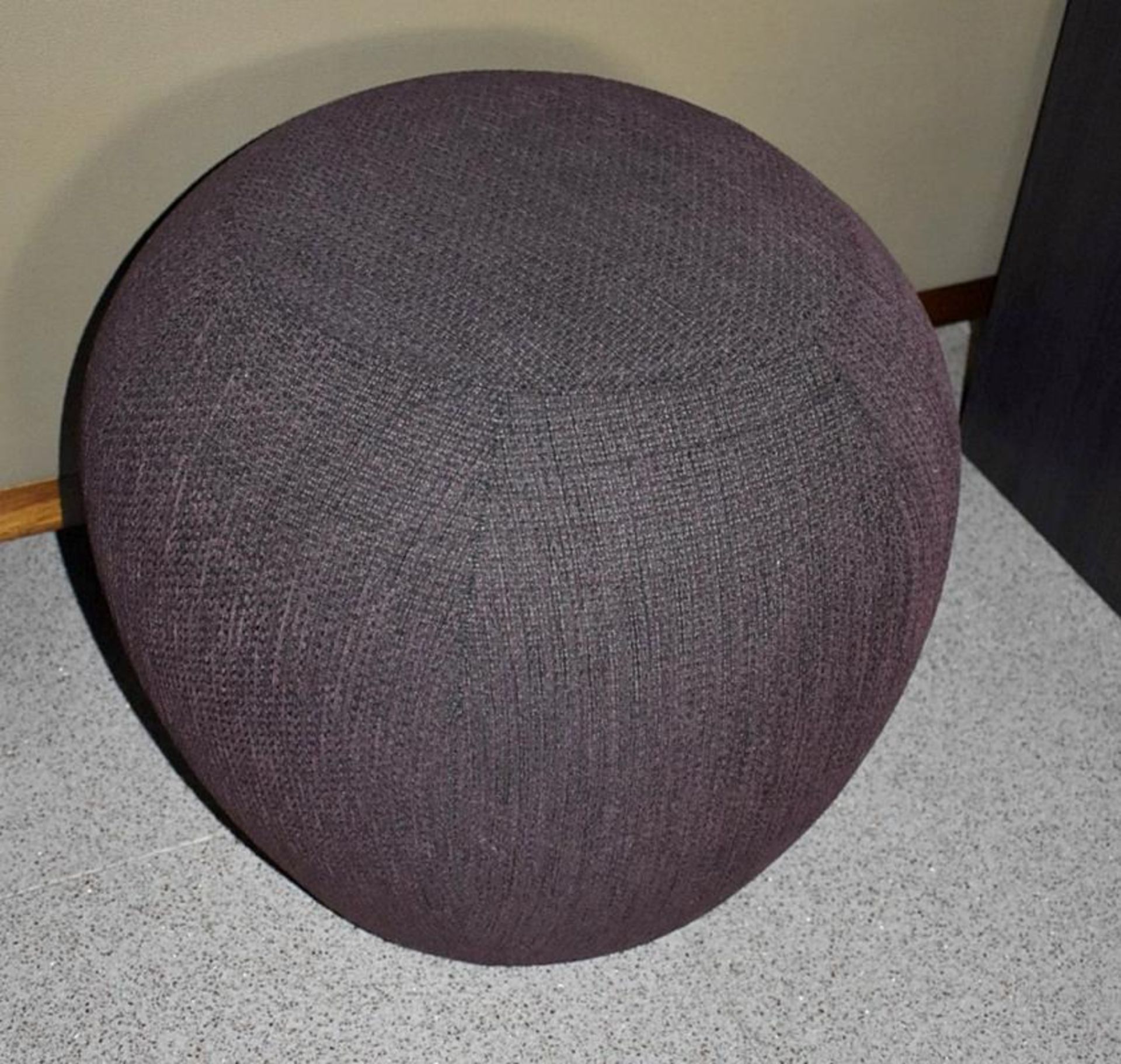 A Pair Of Chic Knitted Pouffes In A Dark Plum - Dimensions: Height 45 x Diameter 50cm - Ref: ABR029 - Image 2 of 3