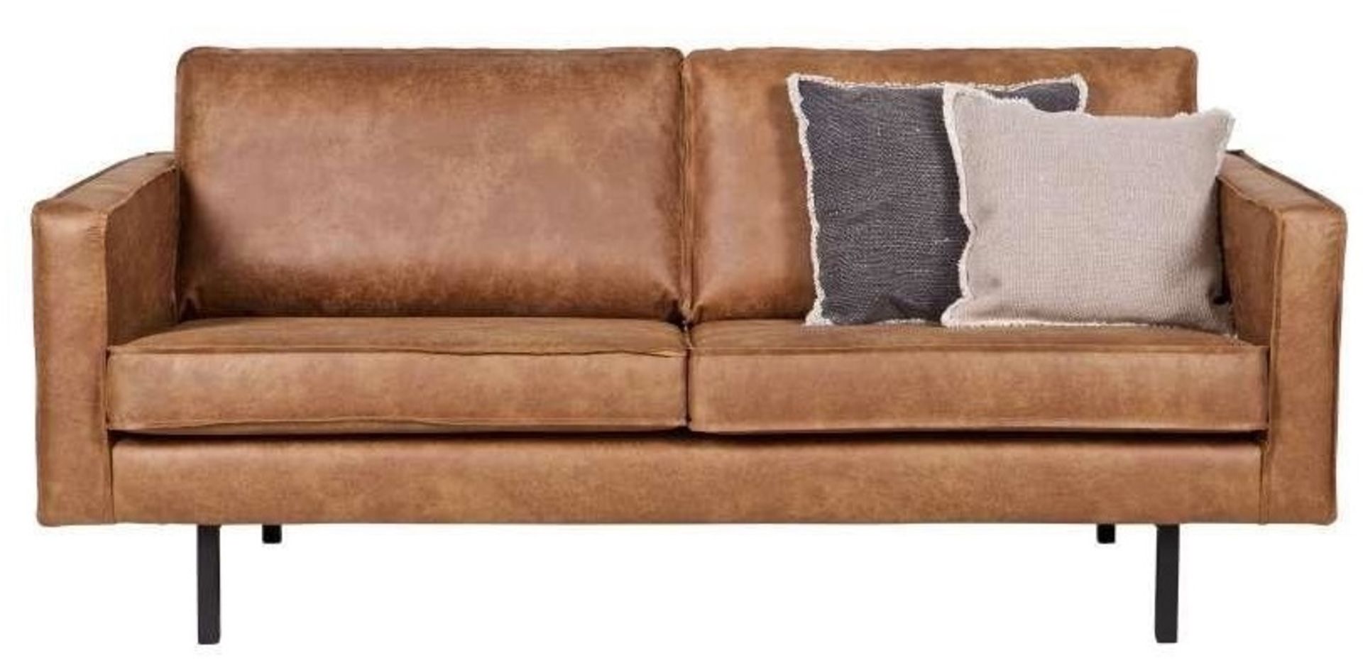 1 x 'Rodeo' Contemporary 2-Seater Leather Sofa In Cognac Brown - Dimensions: H85xW190xH86cm - Image 3 of 4