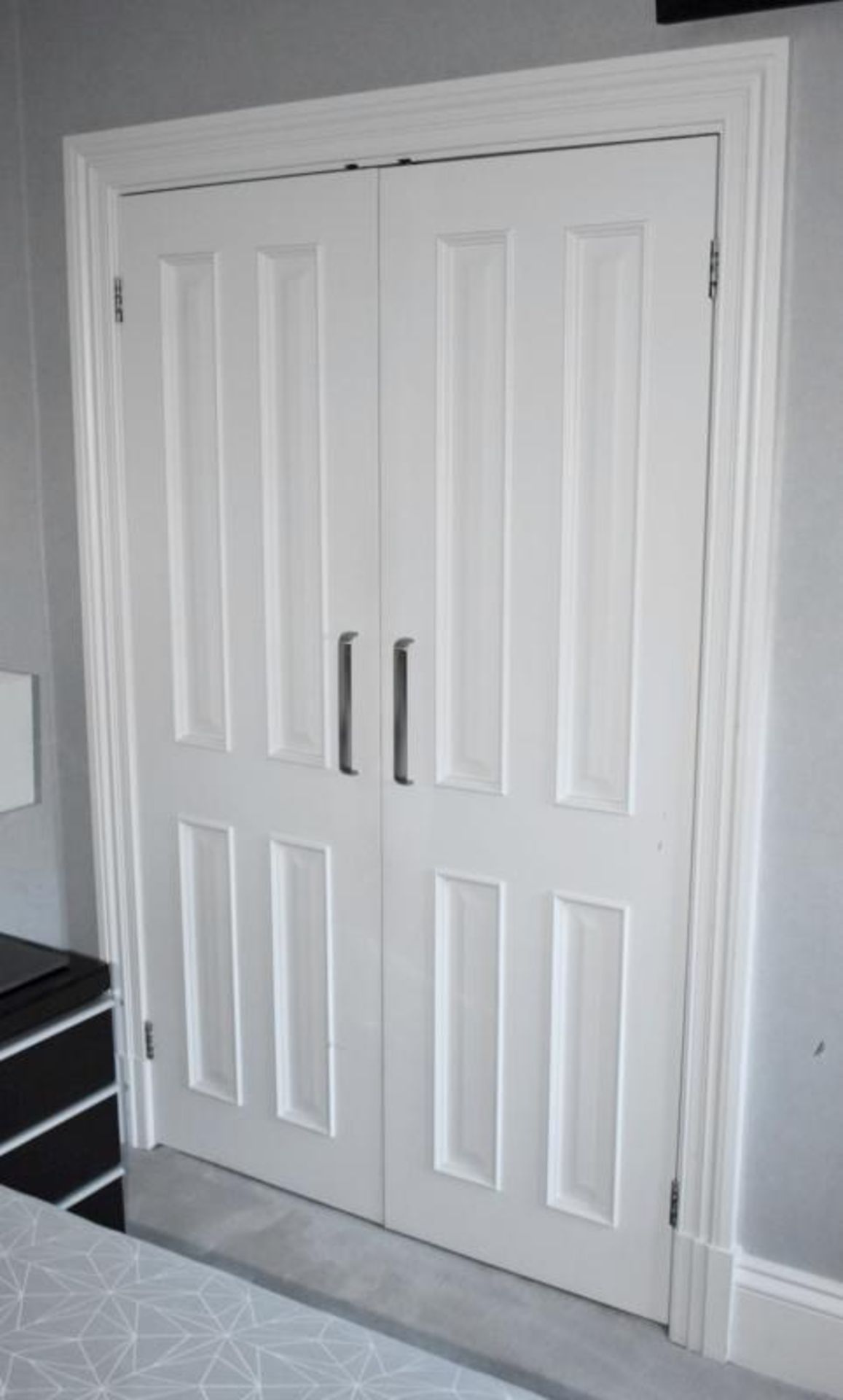 2 x Built-in Double Door Waredrobes In White - Approx Dimensions Of Each: W120 x H197 x D57cm - Ref: - Image 2 of 5