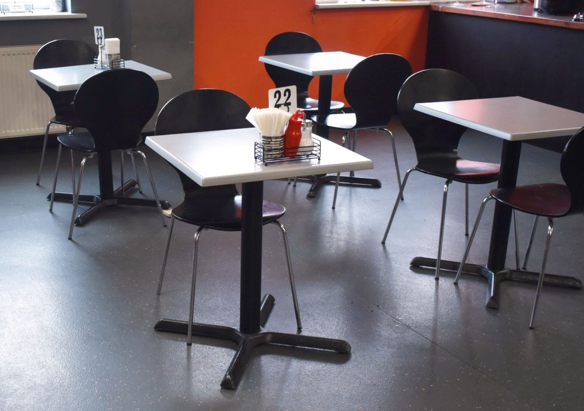 8 x Table and Chair Sets Suitable For Canteens, Cafes or Bistros - Includes 8 Tables and 24 Chairs - Image 10 of 15