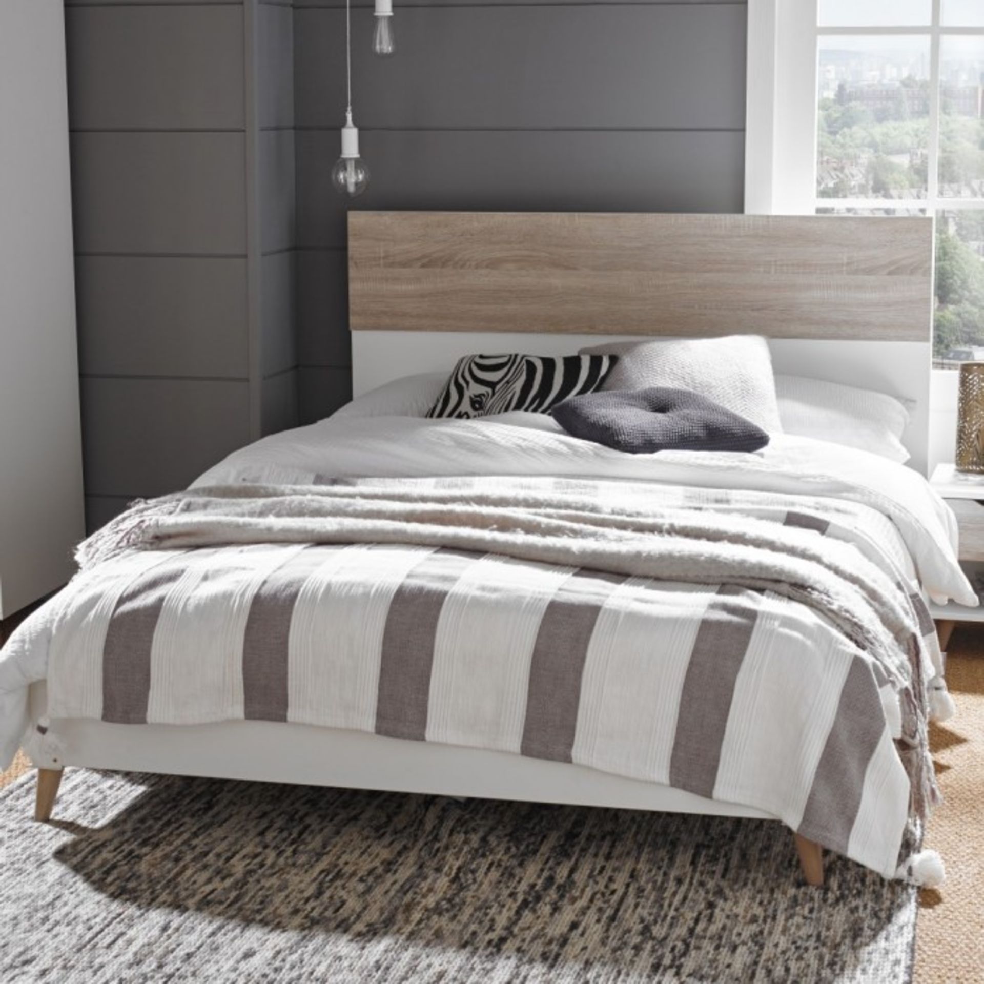 1 x Stockholm Scandinavian Style Kingsize Bed - Dimensions: 100 x 156 x 204cm - Brand New & Boxed