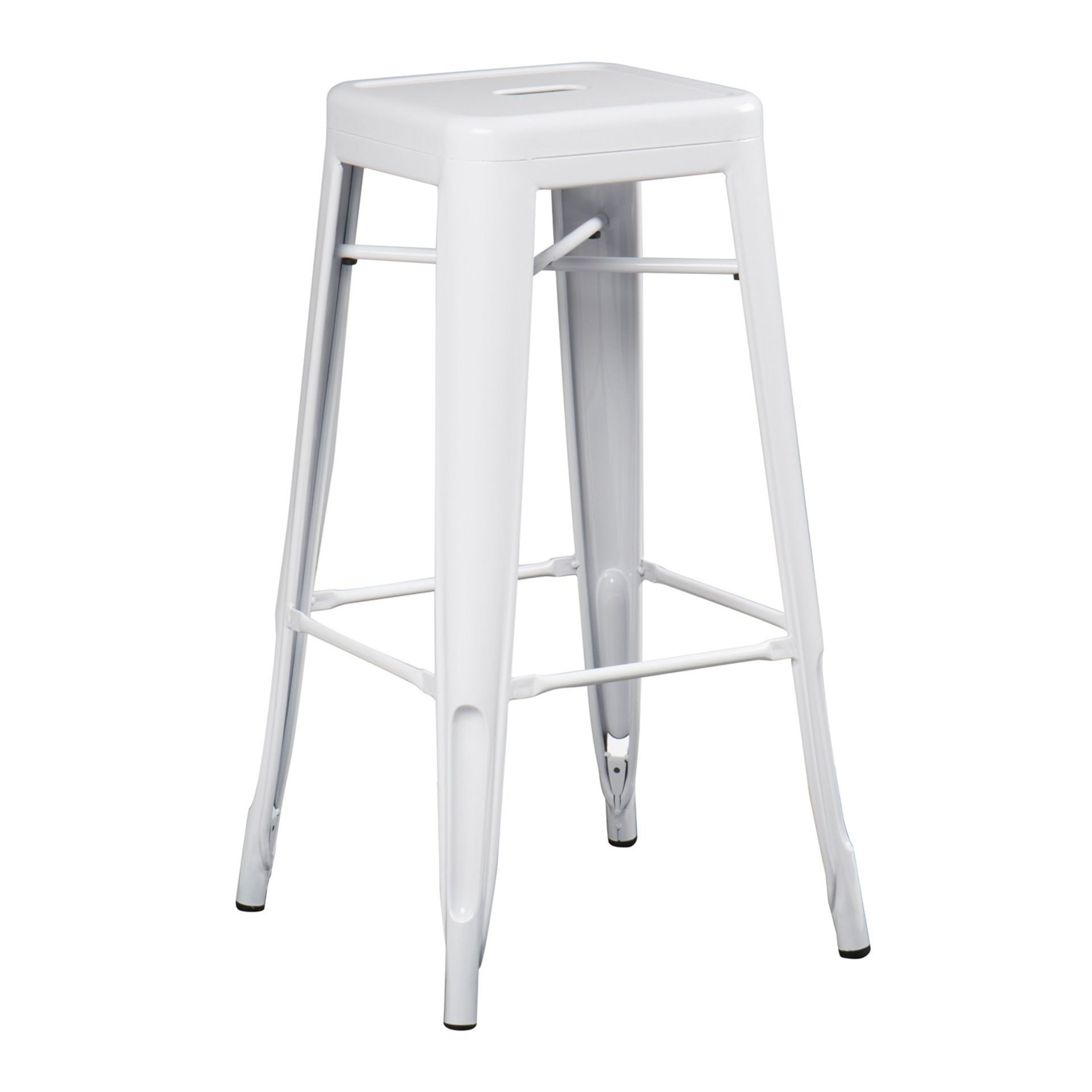 2 x Xavier Pauchard Inspired Industrial White Bar Stools - Pair of - Lightweight and Stackable - - Image 2 of 4