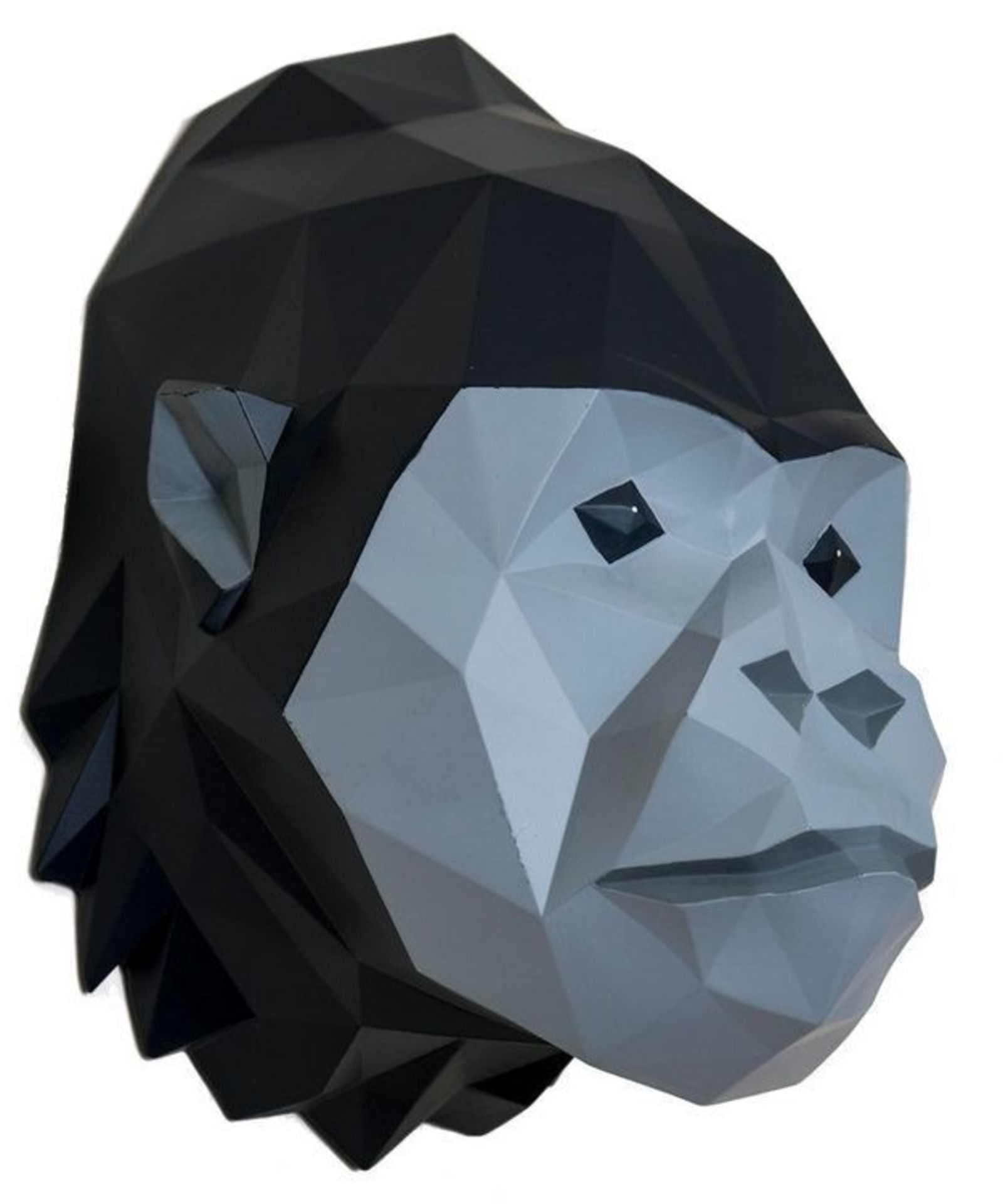 1 x Artistic Origami Gorilla Head Abstract Wall Hanging - Dimensions H37cm W31cm D24cm - Brand New