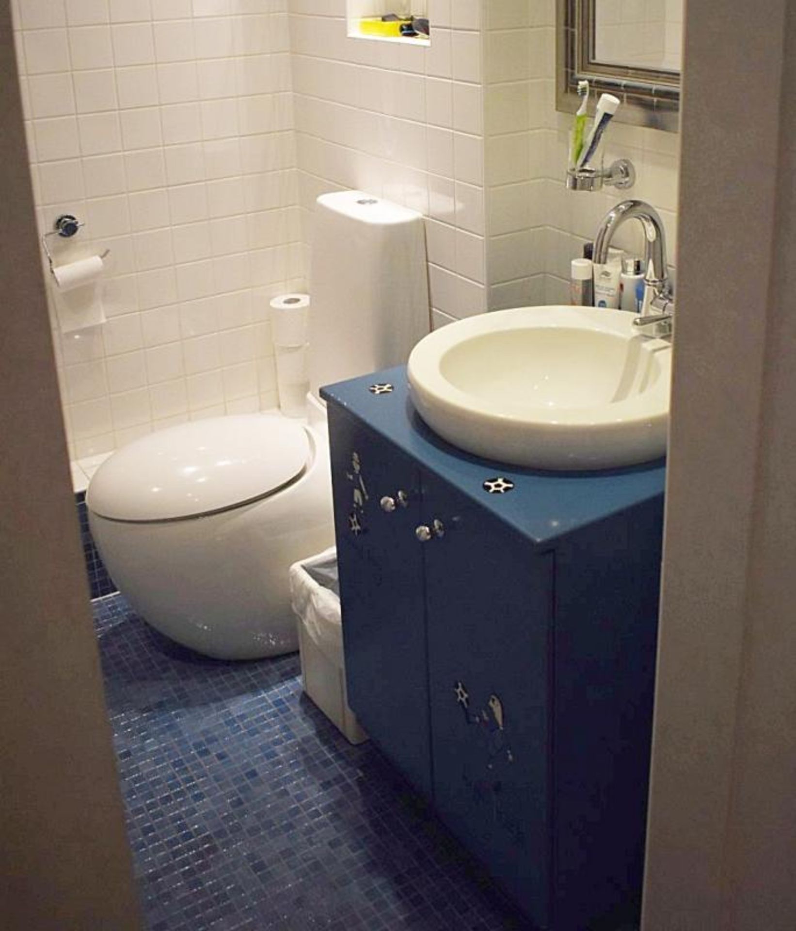 1 x Bathroom Suite - Includes: Wall Hung Toilet, Shower With Door - Sink Basin + 2-Door Vanity Unit