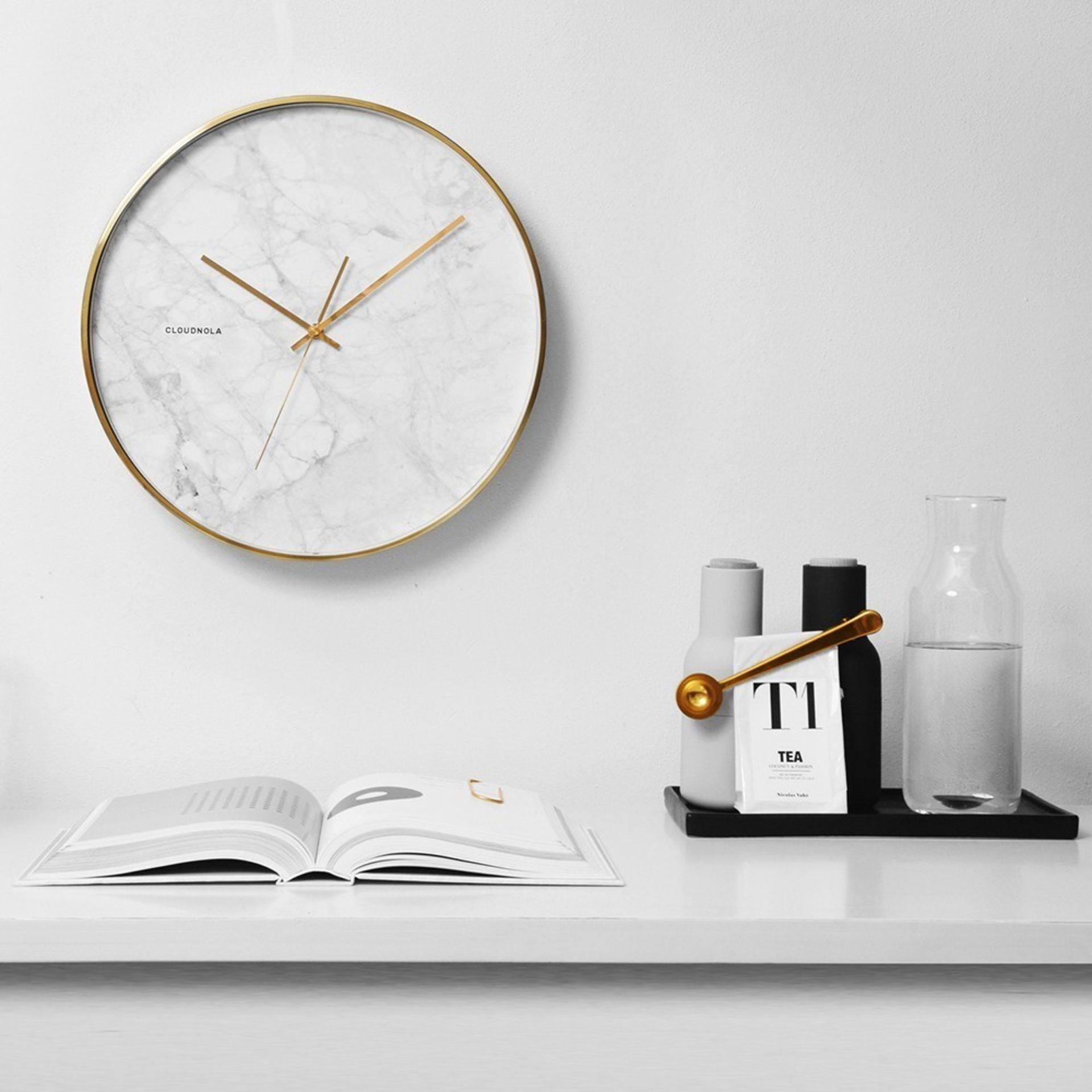 1 x 'Structure' Faux Marble Wall Clock by Cloudnola - Diameter 40cm / Projection 9cm - Brand New - Image 2 of 4