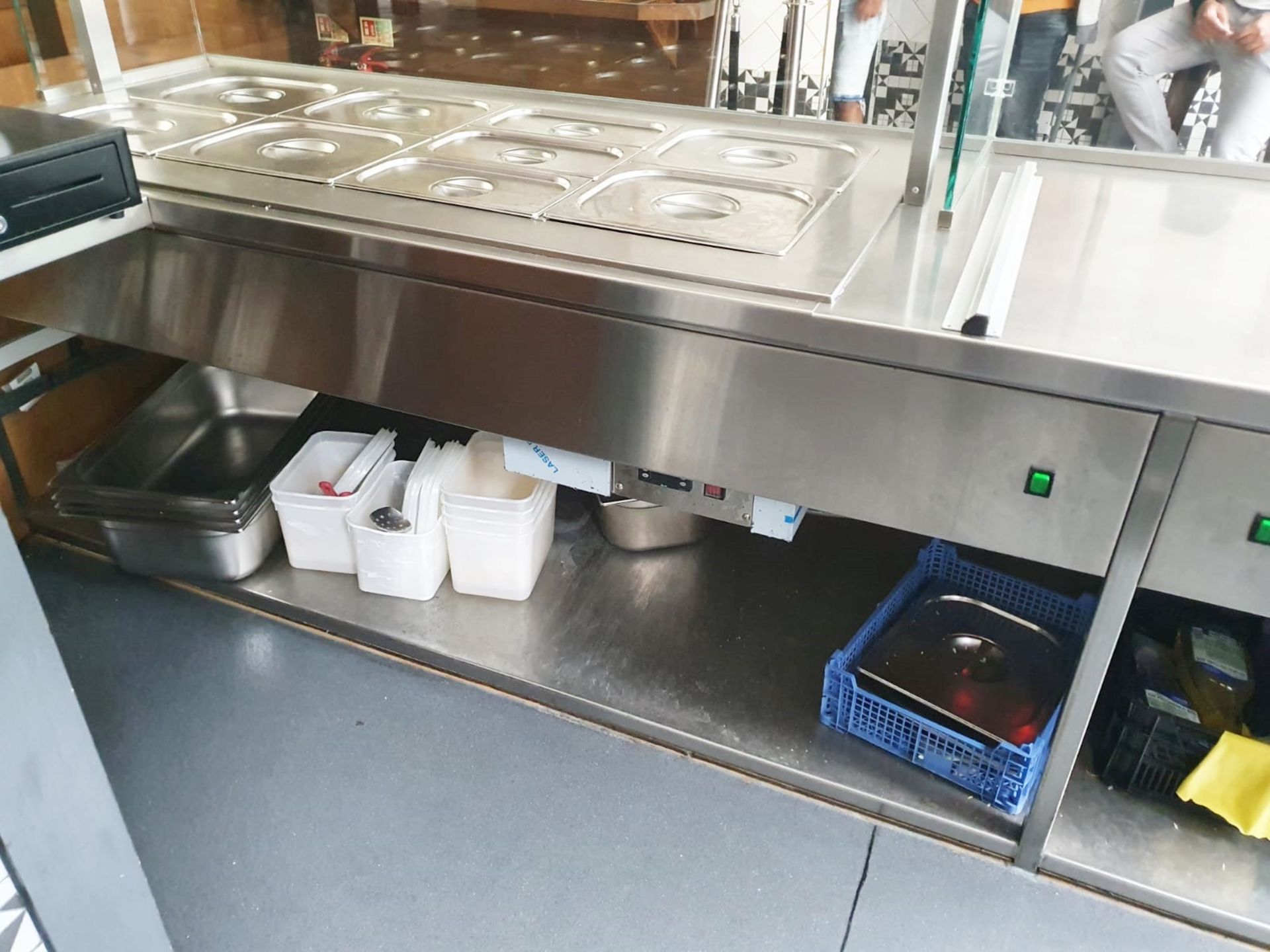 1 x Contemporary Restaurant Service Counter With Walnut Finish, Two Diamond Bain Marie Food - Image 15 of 25