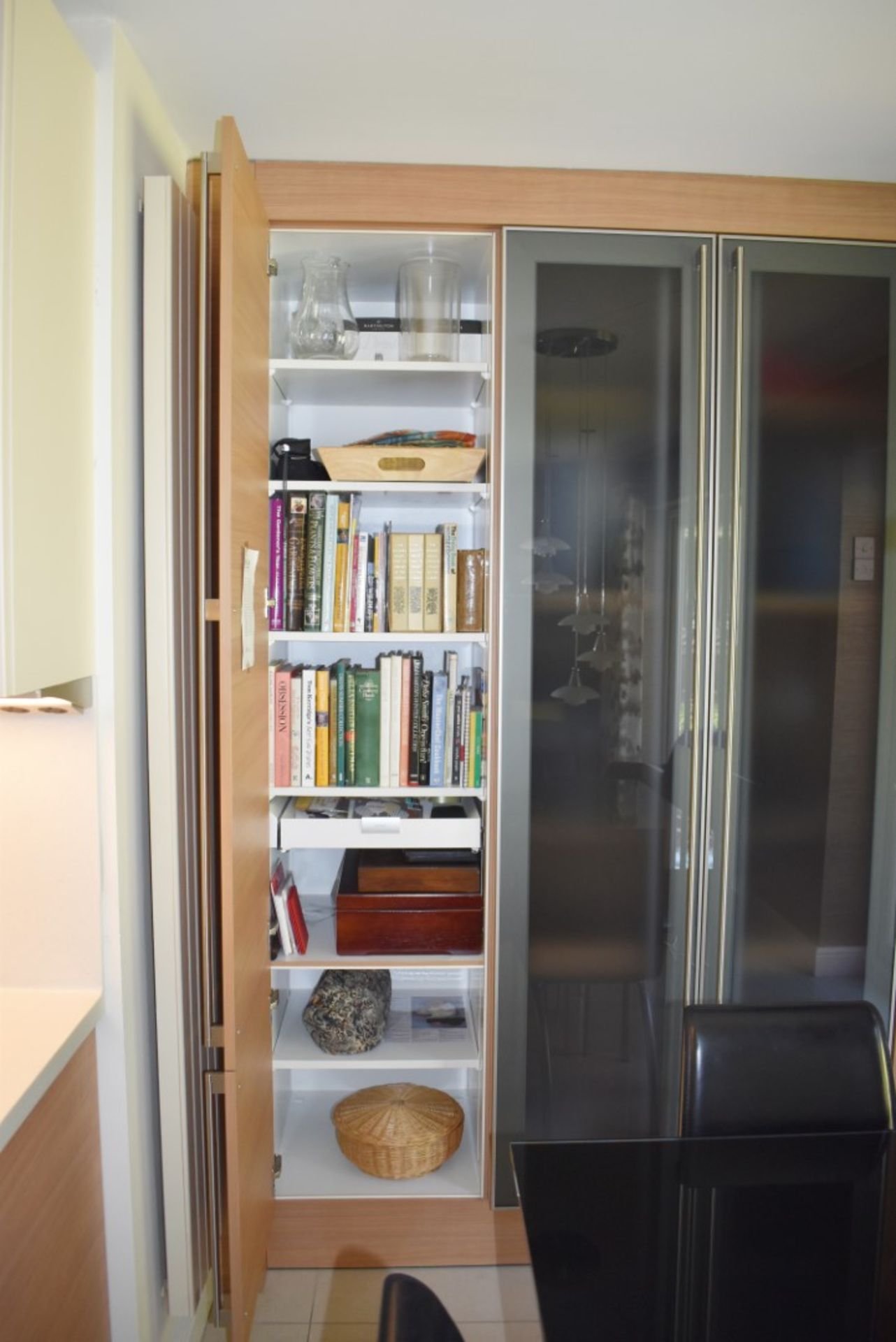 1 x Siematic Office Workstation Hideaway Desk With Sliding Smoked Glass and Beech Doors, Storage - Image 5 of 13