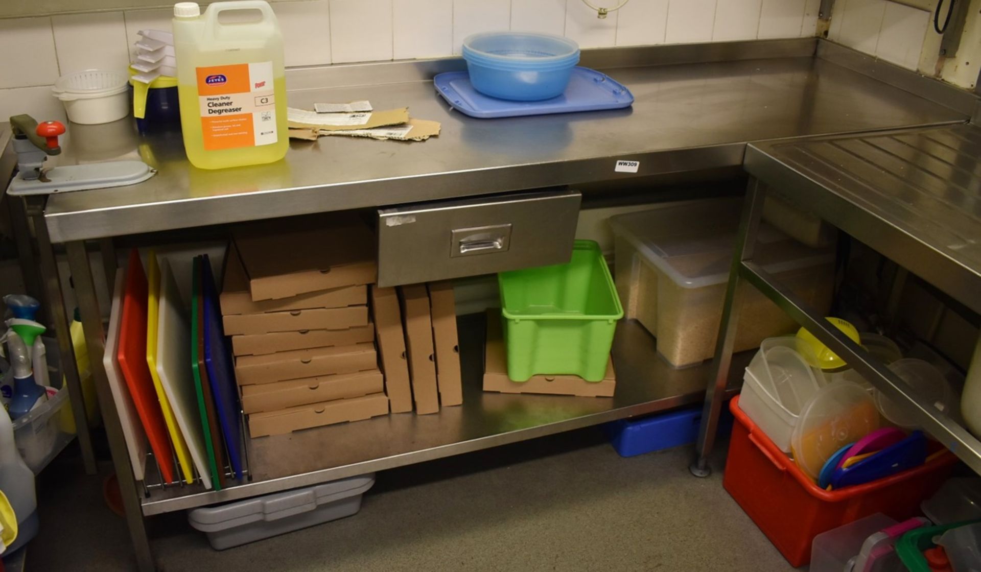 1 x Stainless Steel Prep Table With Upstand, Undershelf, Cutlery Drawer and Can Opener - H87 x - Image 2 of 3