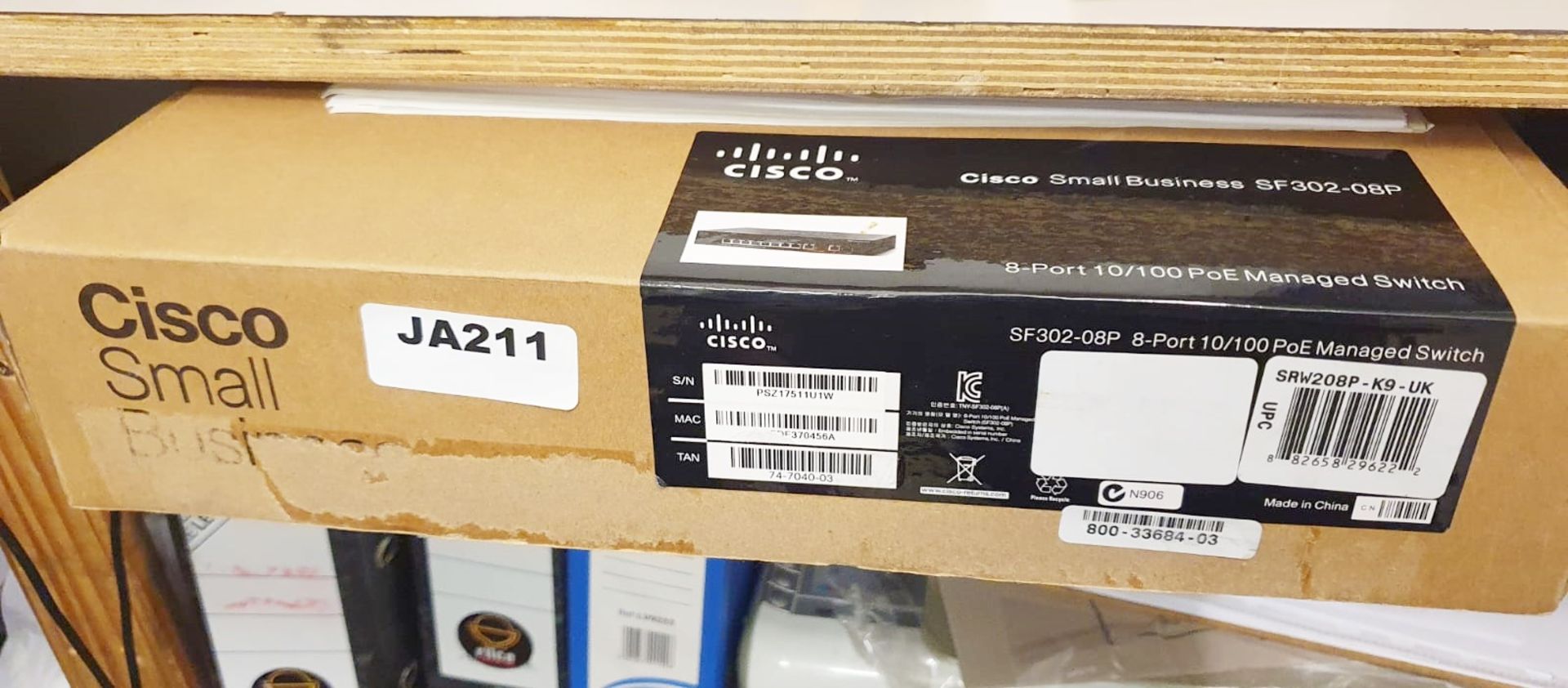 1 x Cisco SF 302-08P 8-Port 10/100 PoE Managed Switch in Original Box - CL532 - Ref JA211 -