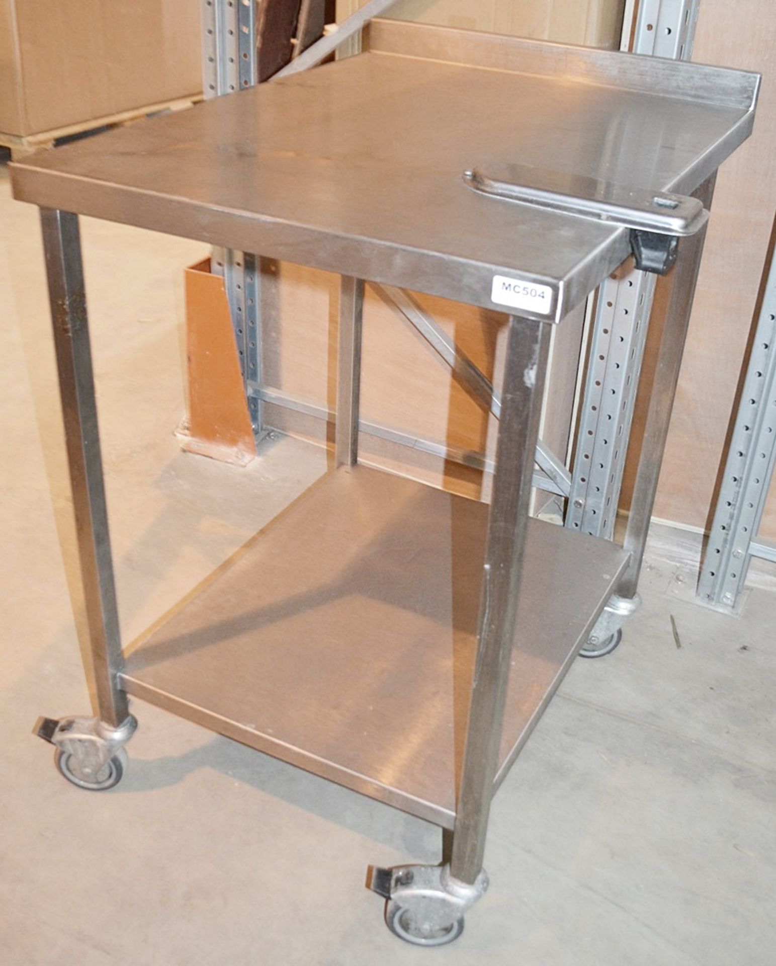 1 x Stainless Steel Commercial Kitchen Prep Table With Upstand, On Castors - Dimensions: H67 x - Bild 4 aus 6