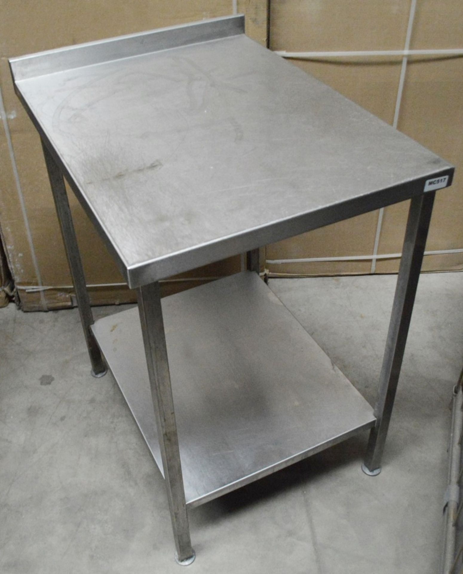 1 x Stainless Steel Commercial Kitchen Small Prep Table With Upstand - Dimensions: W60 x D80 x