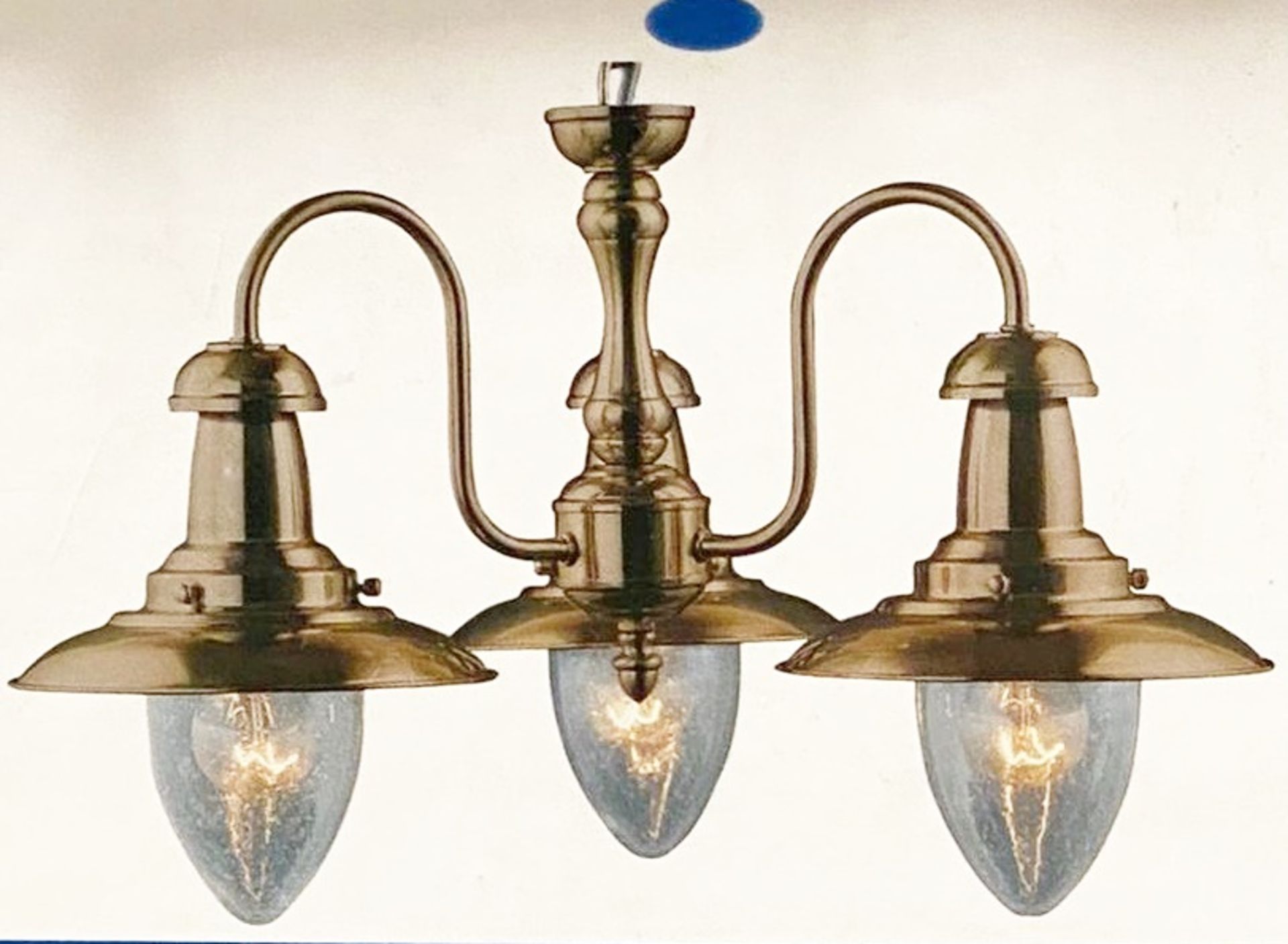 1 x Searchlight Fisherman Antique Brass 3 light Fitting - Ref: 5333-3AB - New and Boxed - RRP: £144