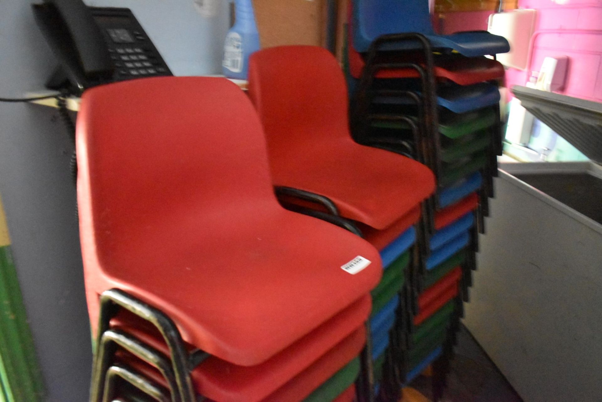 47 x Plastic Stackable Children's Chairs With Black Metal Legs - Various Colours - Ref WW359 U - - Image 3 of 3
